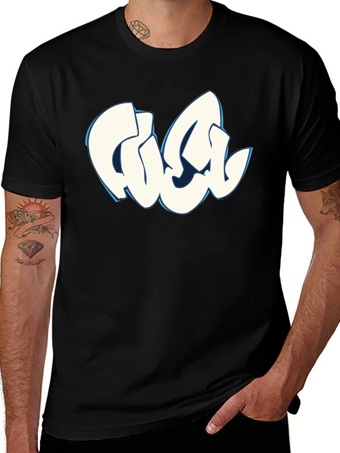 Graffiti Style Graphic Tee - Black