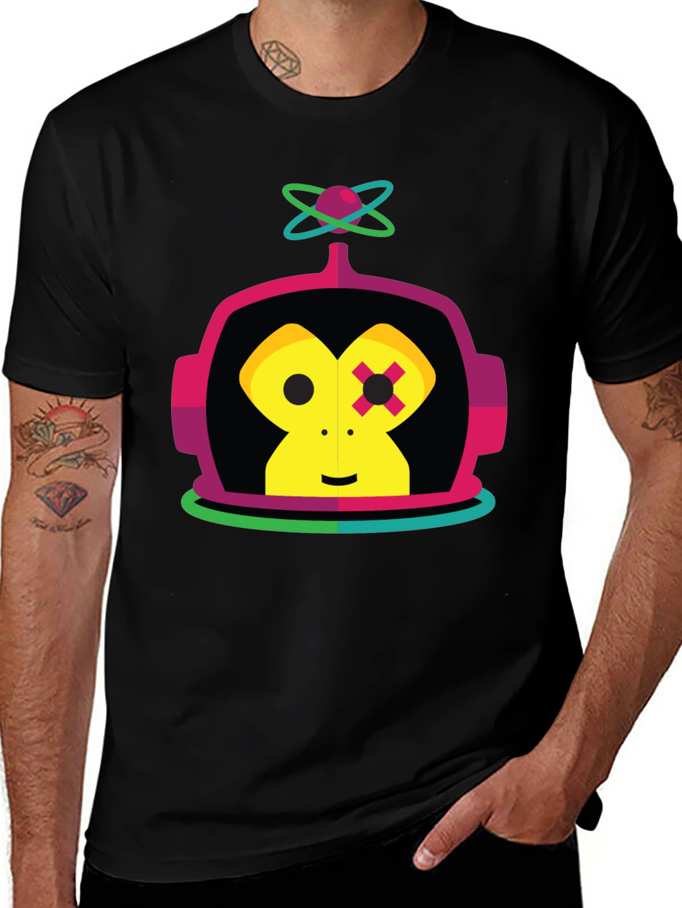 Variant 25 of Retro Robot Monkey Graphic Tee - Black