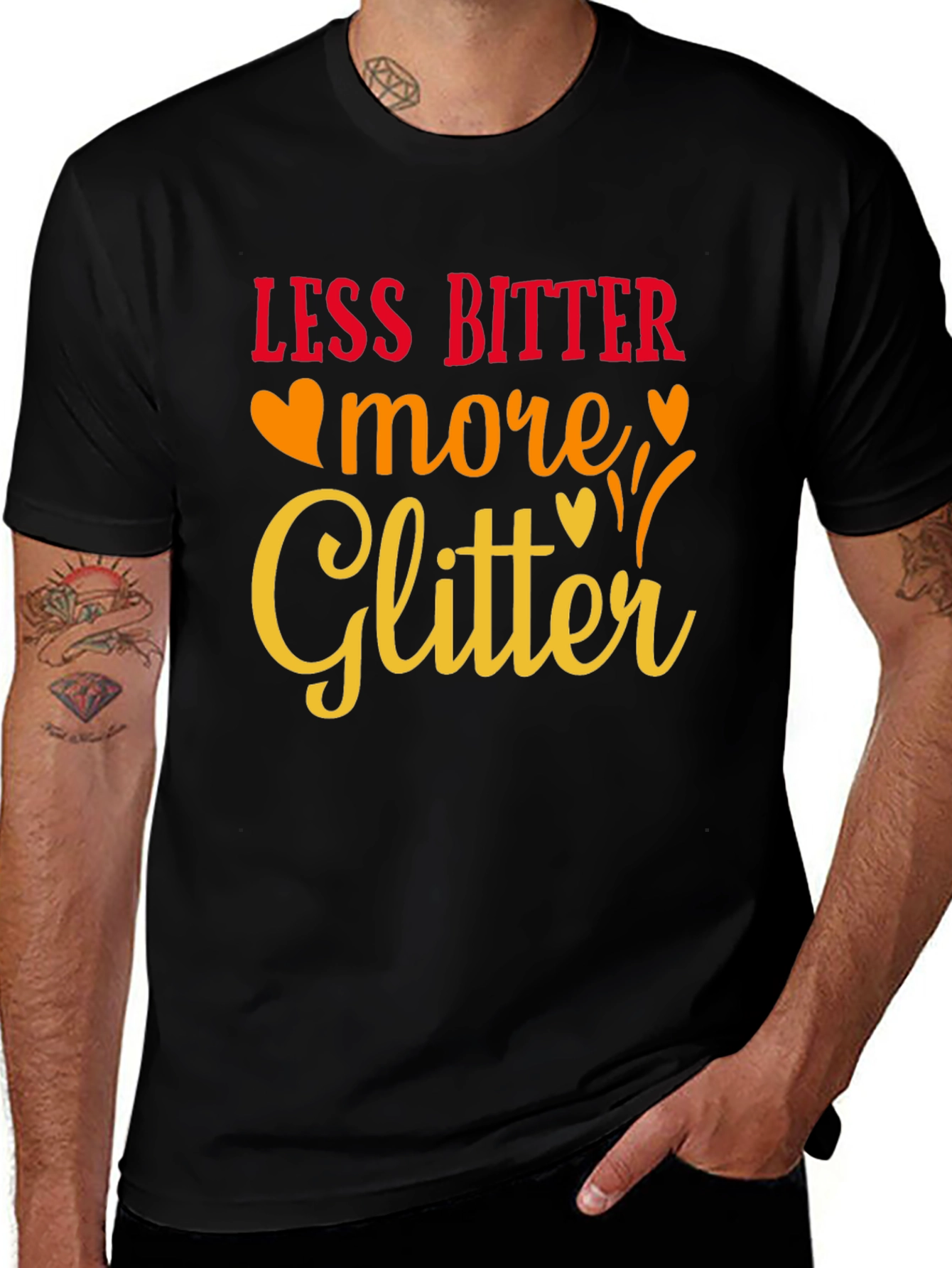Black Less Bitter More Glitter Black Graphic Tee main image