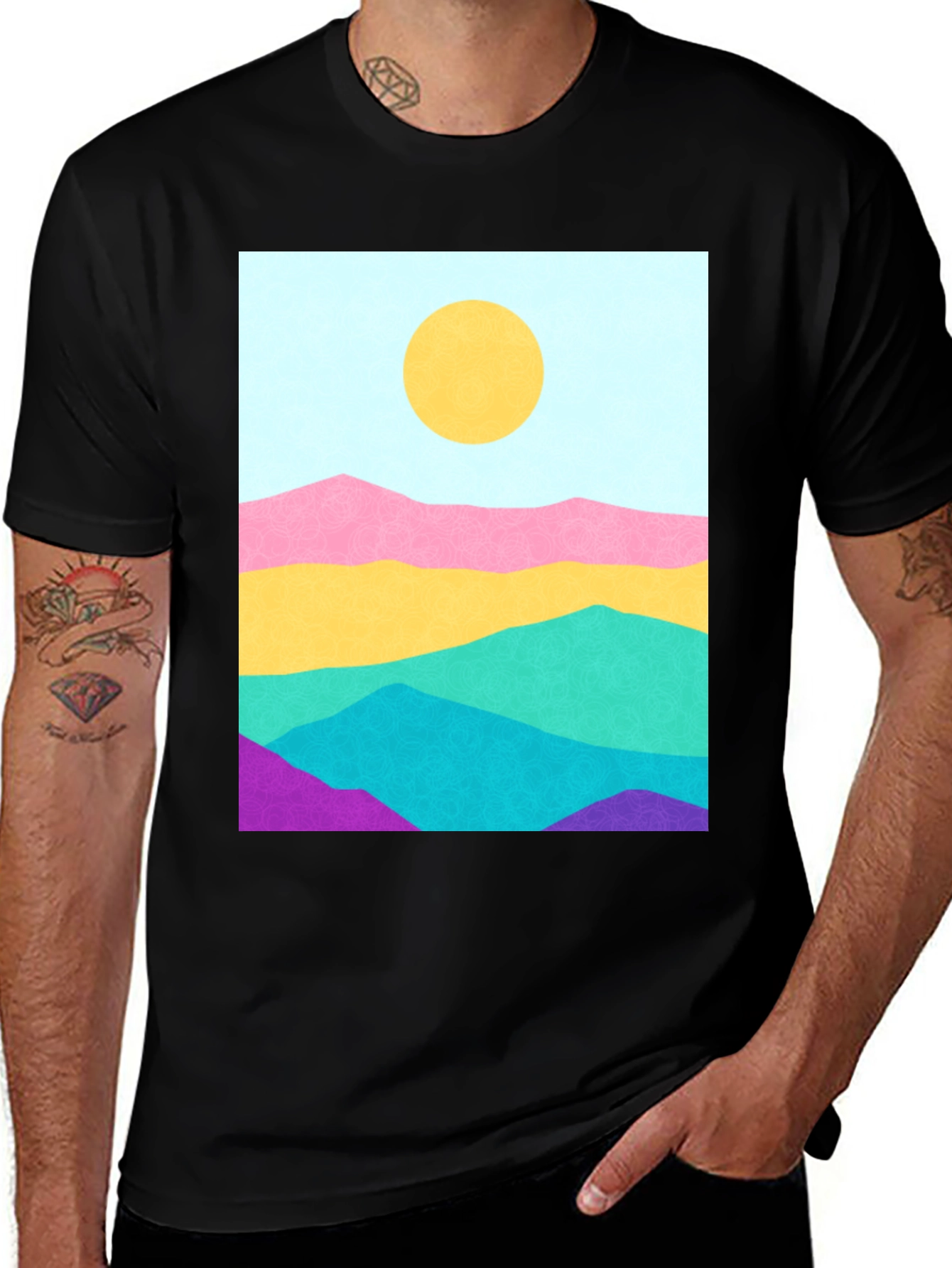 Variant 7 of Abstract Mountainscape Graphic Tee - Black