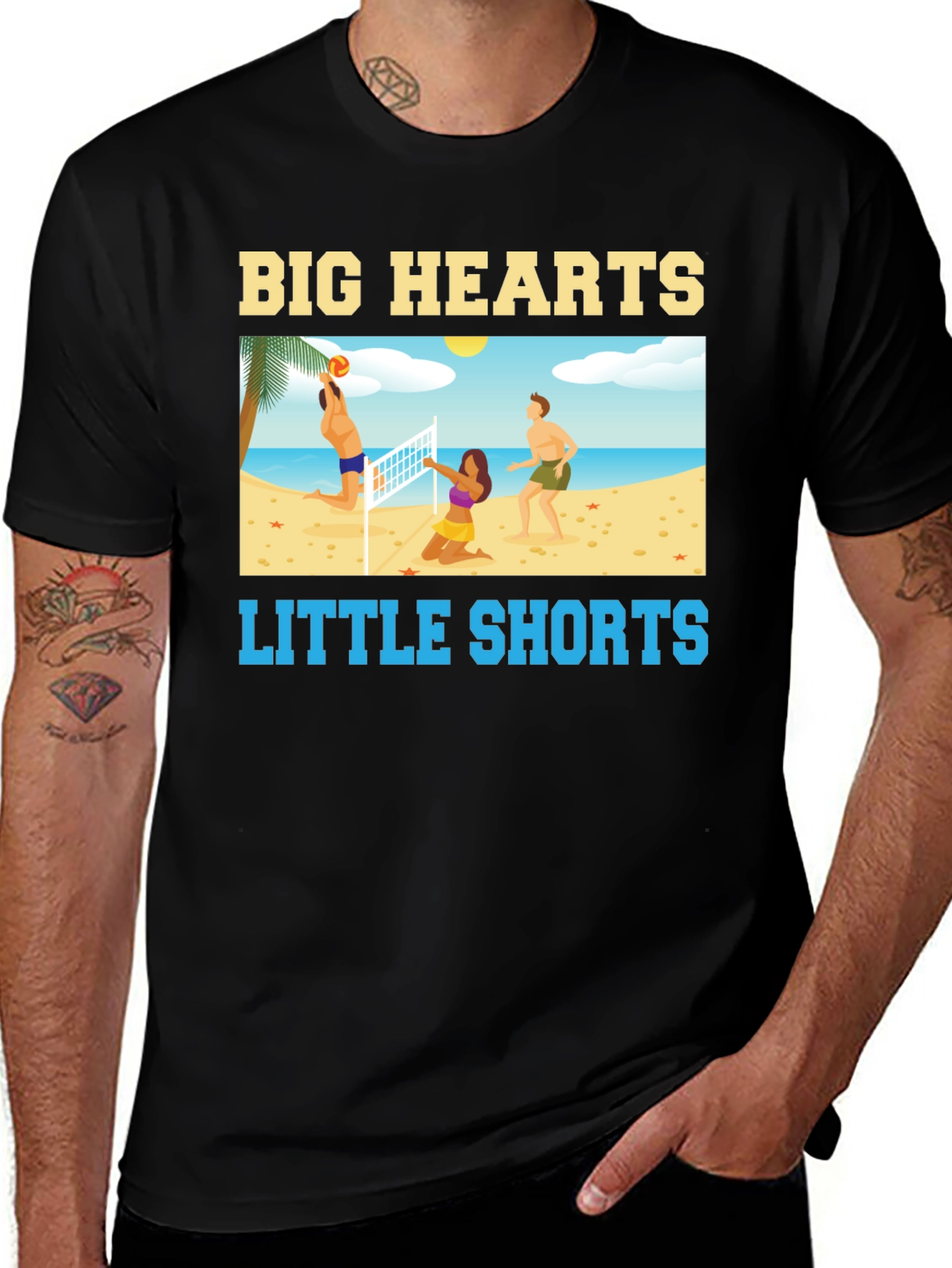 Variant 26 of Big Hearts Little Shorts Black T-Shirt