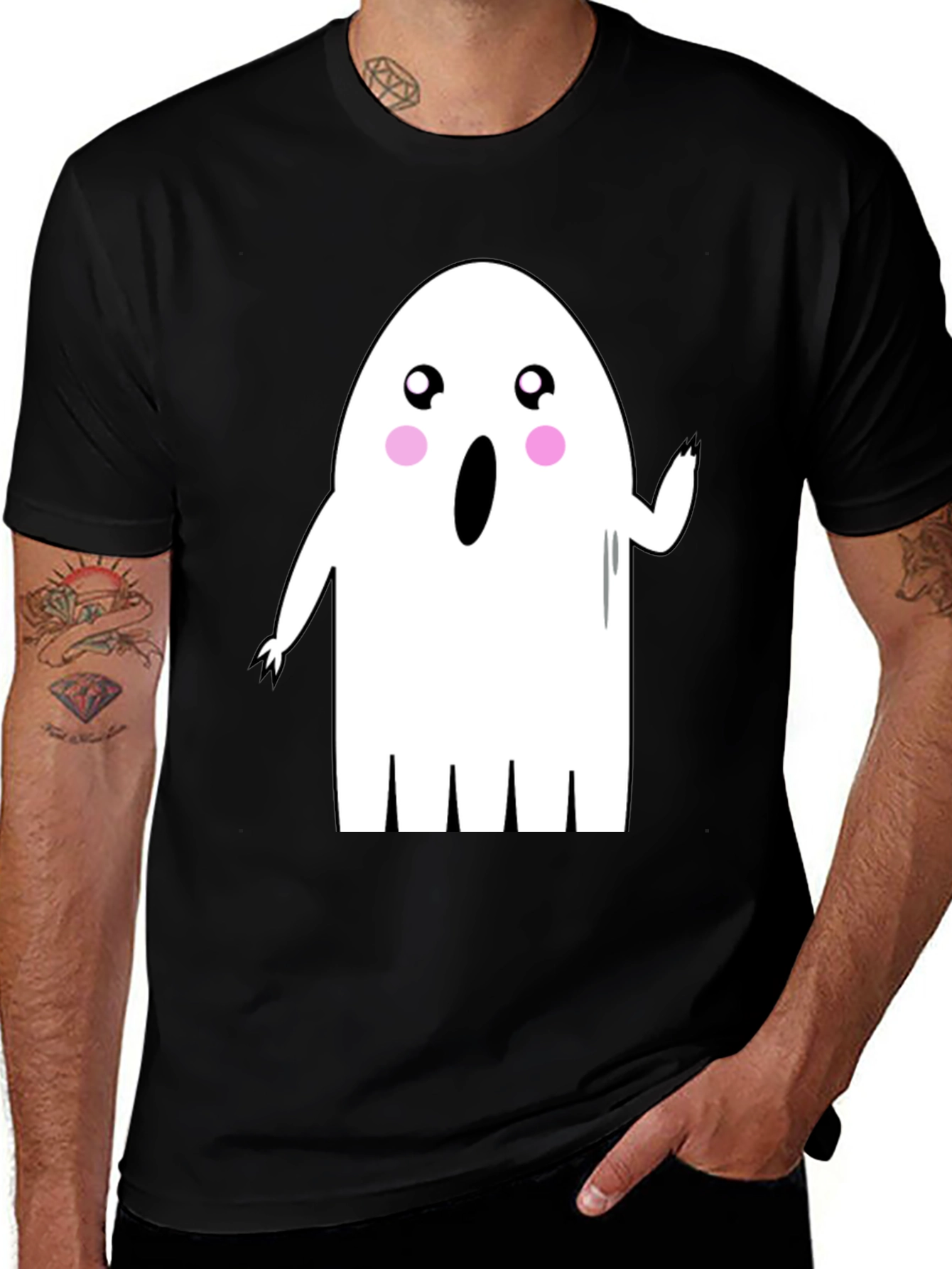 Cute Ghost Graphic Tee - Halloween Shirt