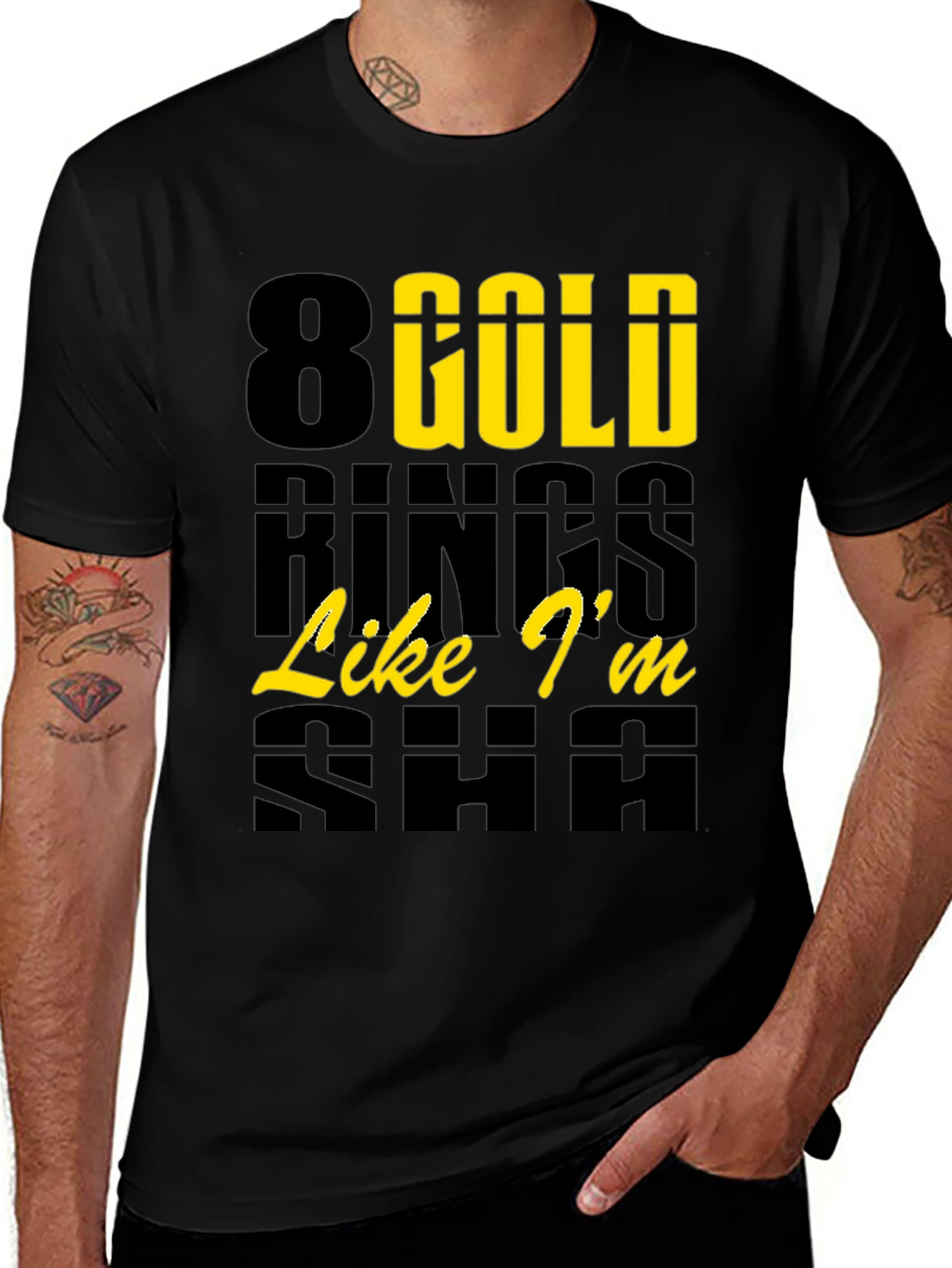 Variant 14 of 8 Gold Rings Graphic Tee - Trendy & Stylish