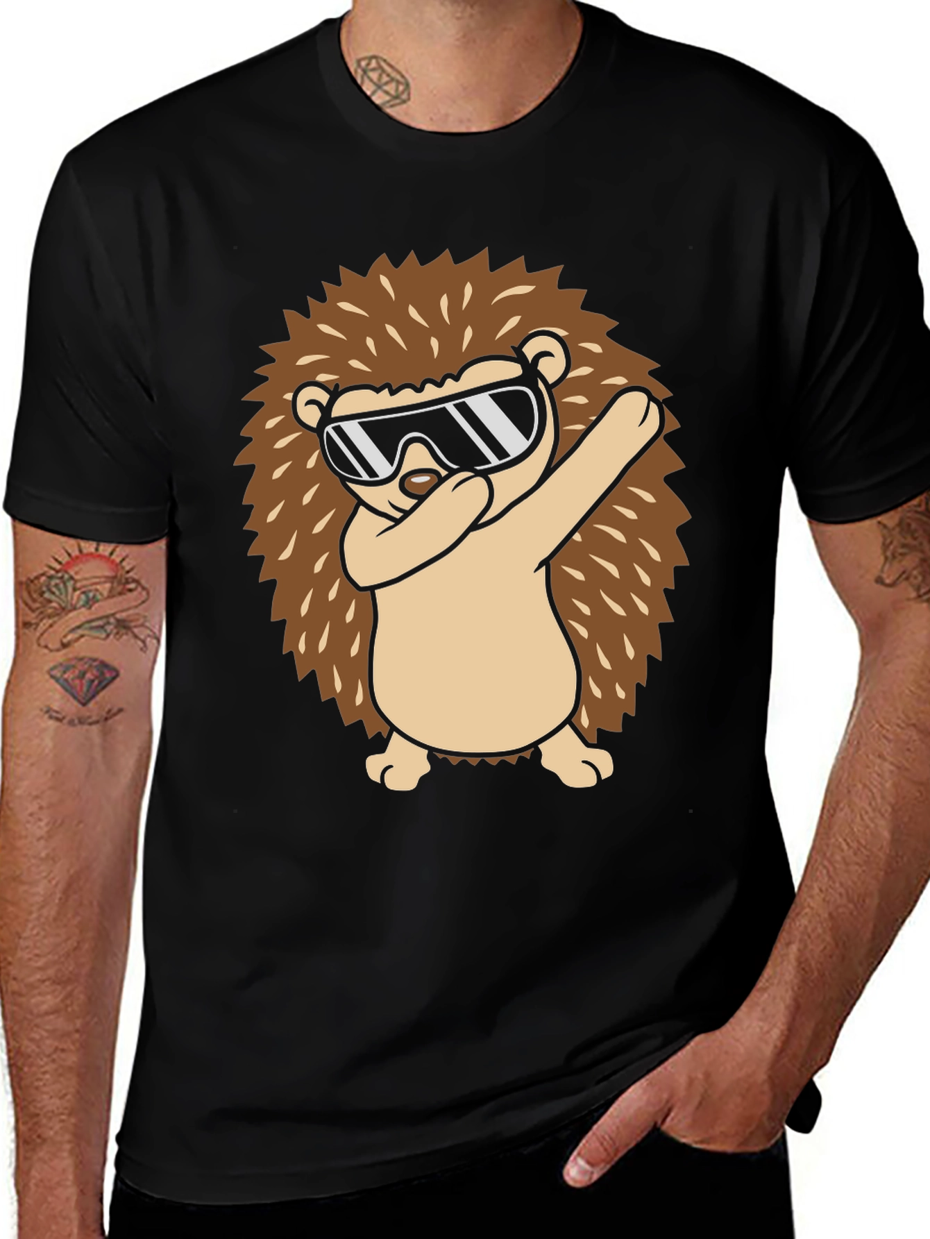 Variant 16 of Dabbing Hedgehog Graphic Tee - Cool Animal Design