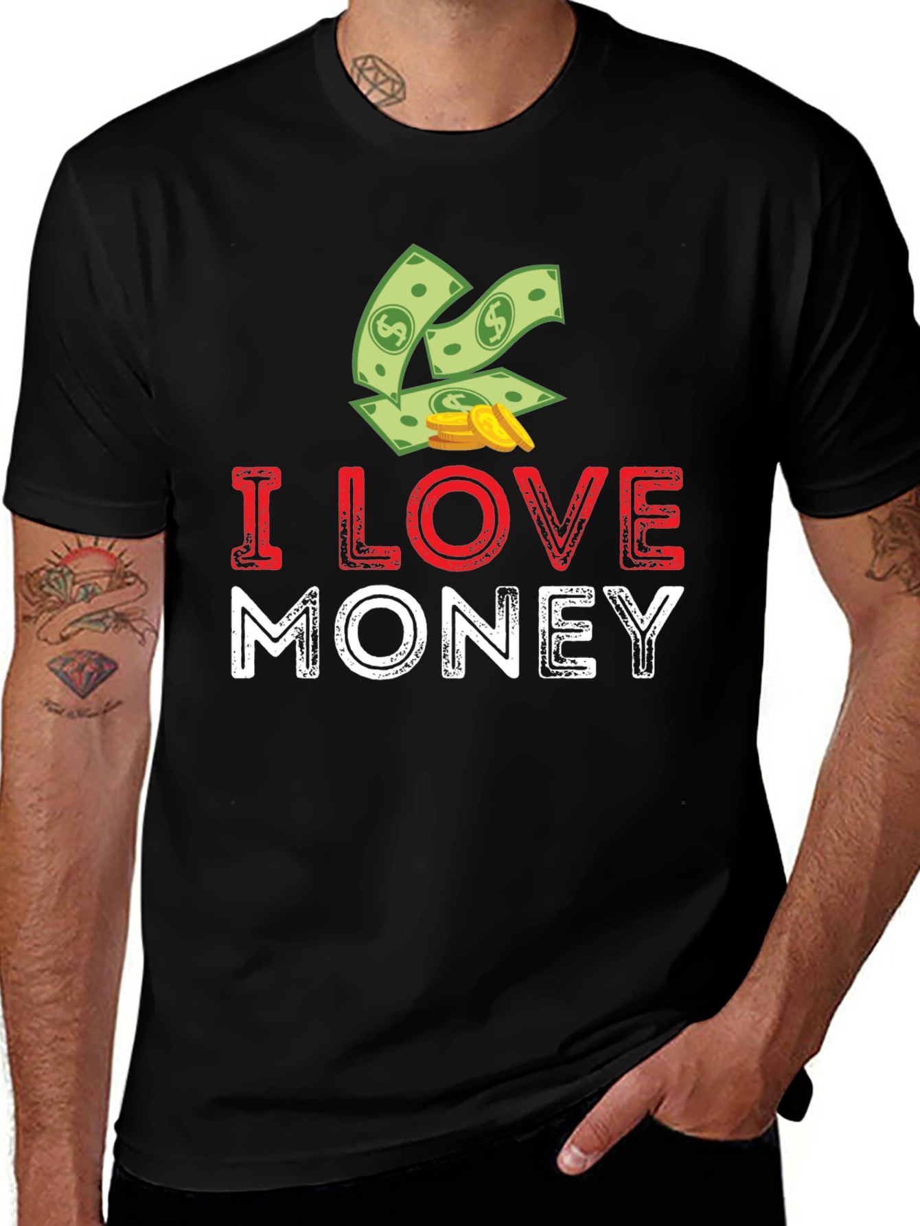 Variant 16 of I Love Money Black T-Shirt