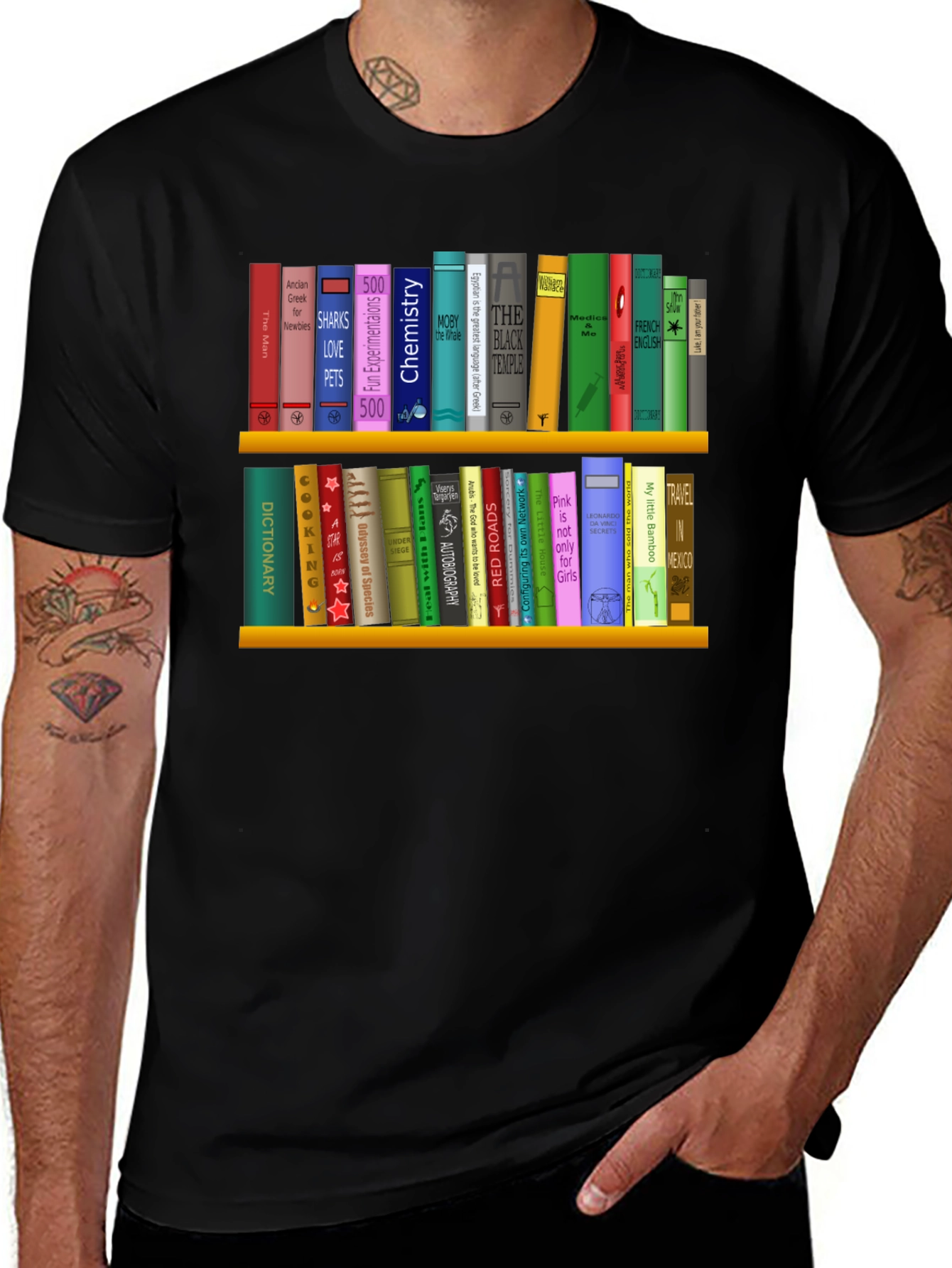 Variant 9 of Book Lover T-Shirt | Shelf of Books Design