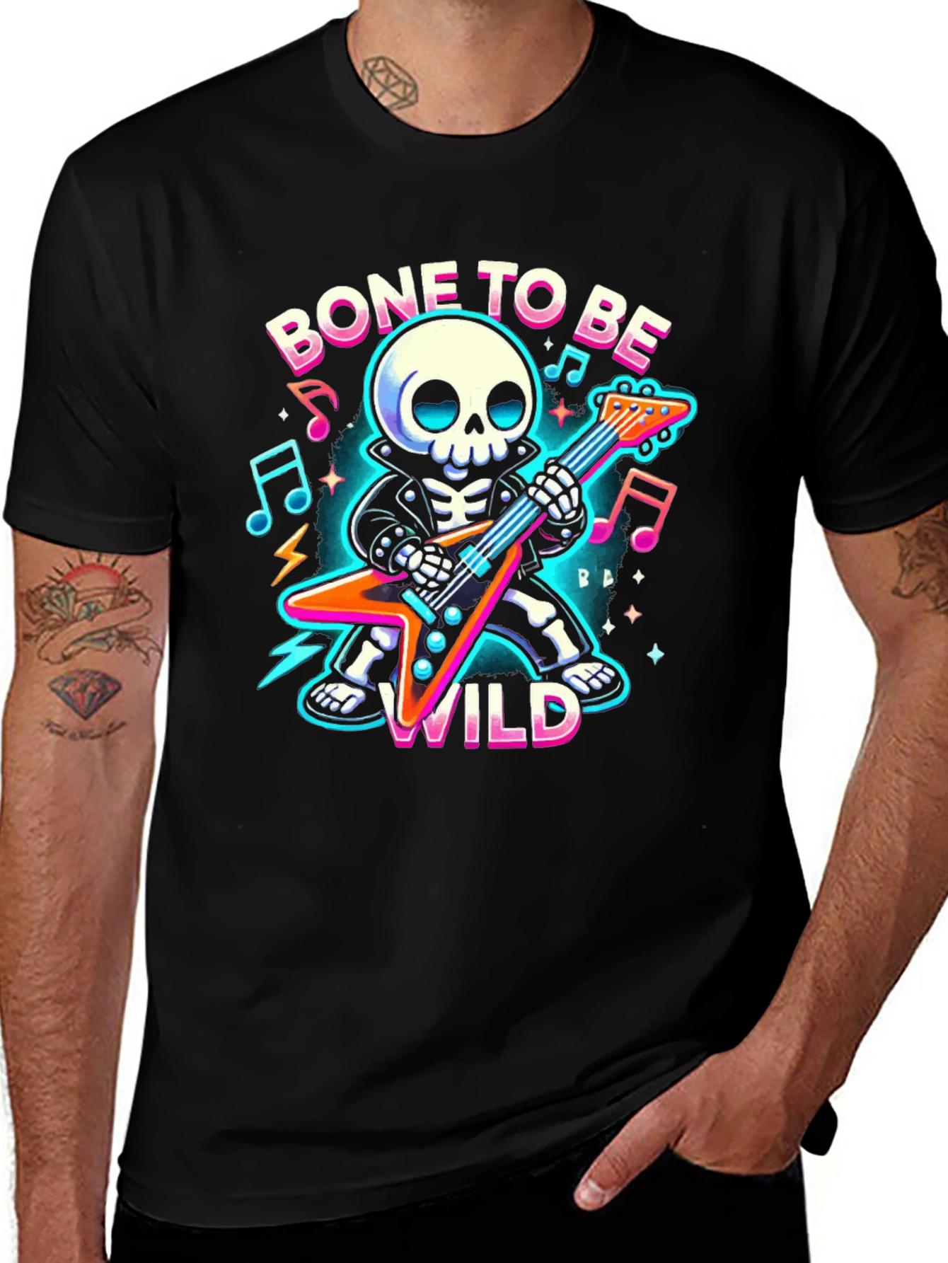 Variant 4 of Bone to Be Wild Skeleton Guitarist T-Shirt