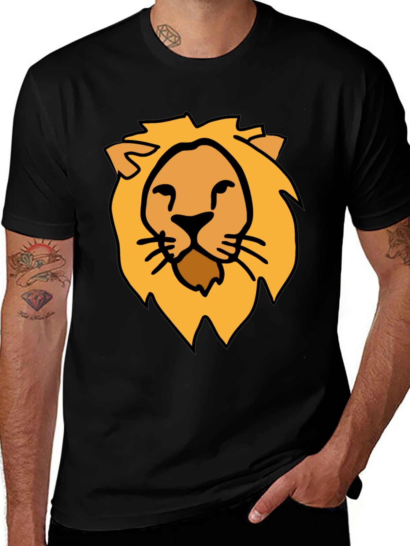 Variant 25 of Lion Graphic Tee - Stylish Crew Neck Black T-Shirt