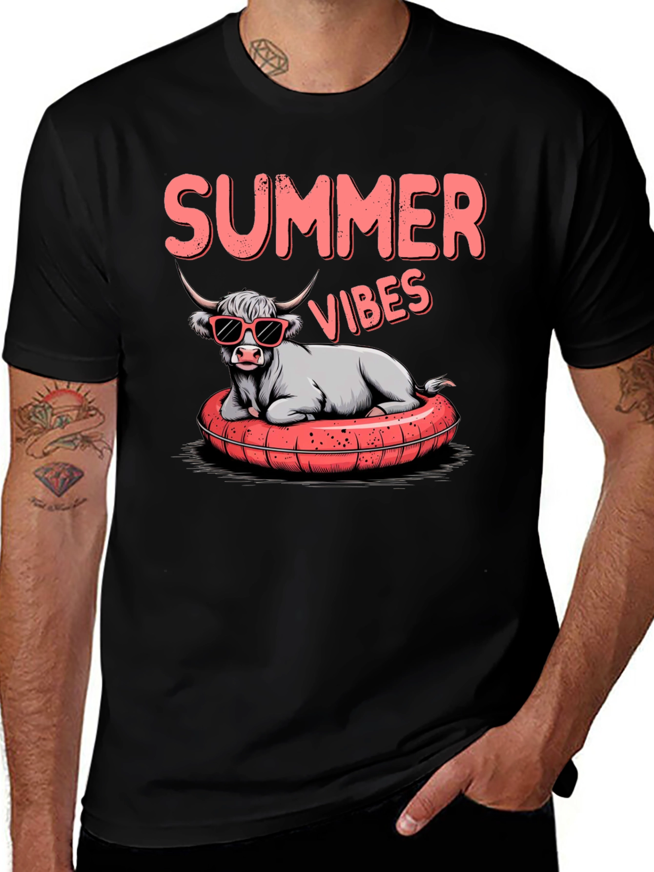 Variant 26 of Summer Vibes Cow T-Shirt - Fun Graphic Tee