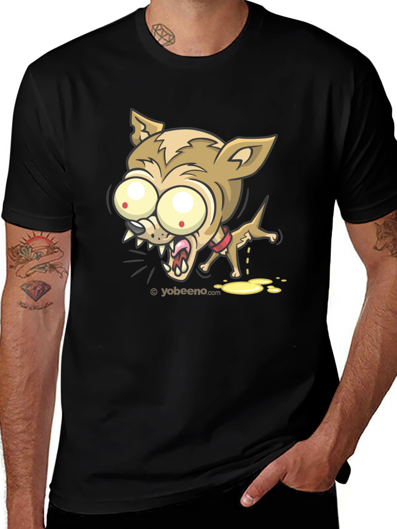 Variant 13 of Cartoon Chihuahua Graphic Tee - Black Unisex Shirt