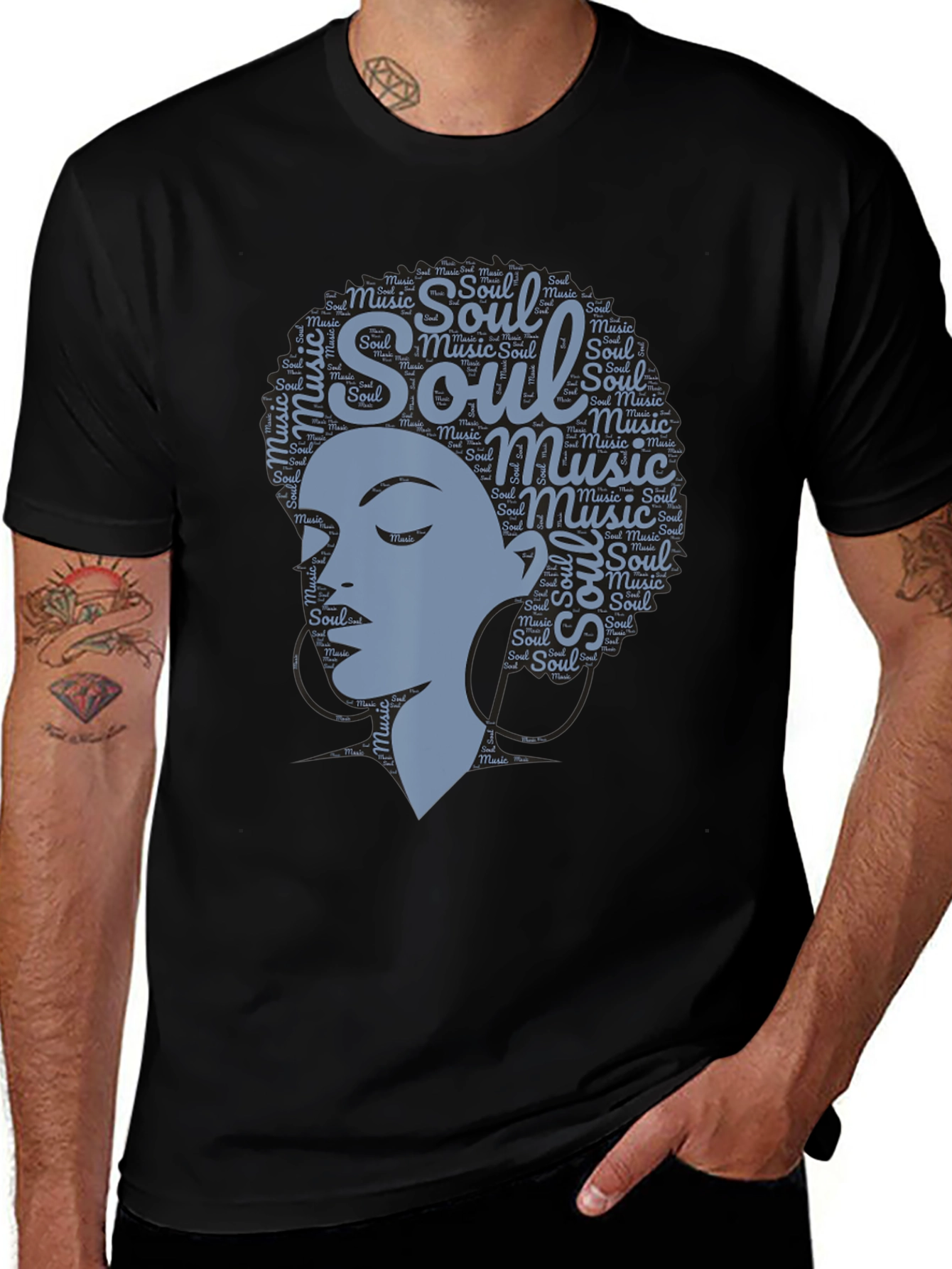 Variant 3 of Soul Music Graphic Print Black T-Shirt