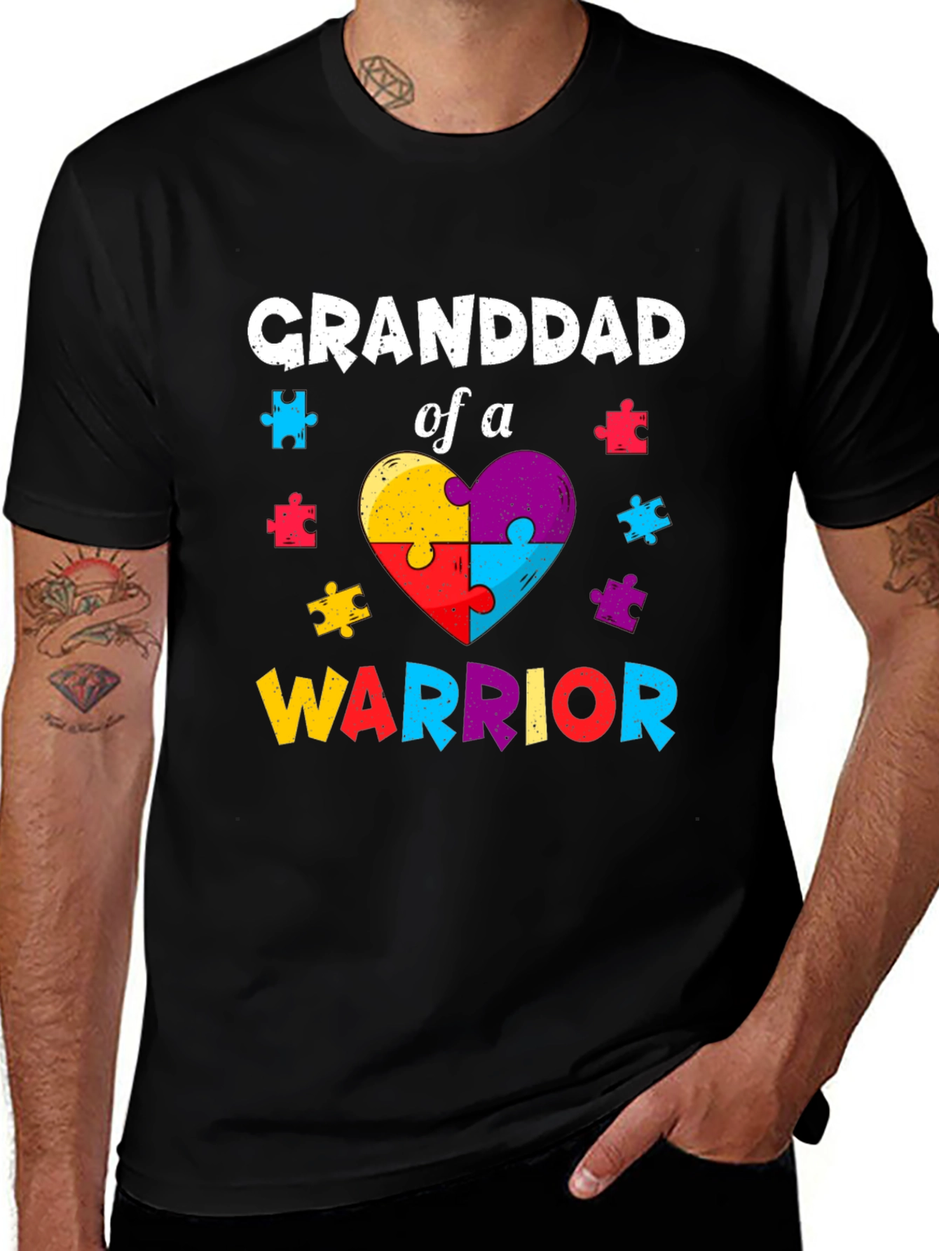 Variant 28 of Granddad of a Warrior Autism Awareness T-Shirt