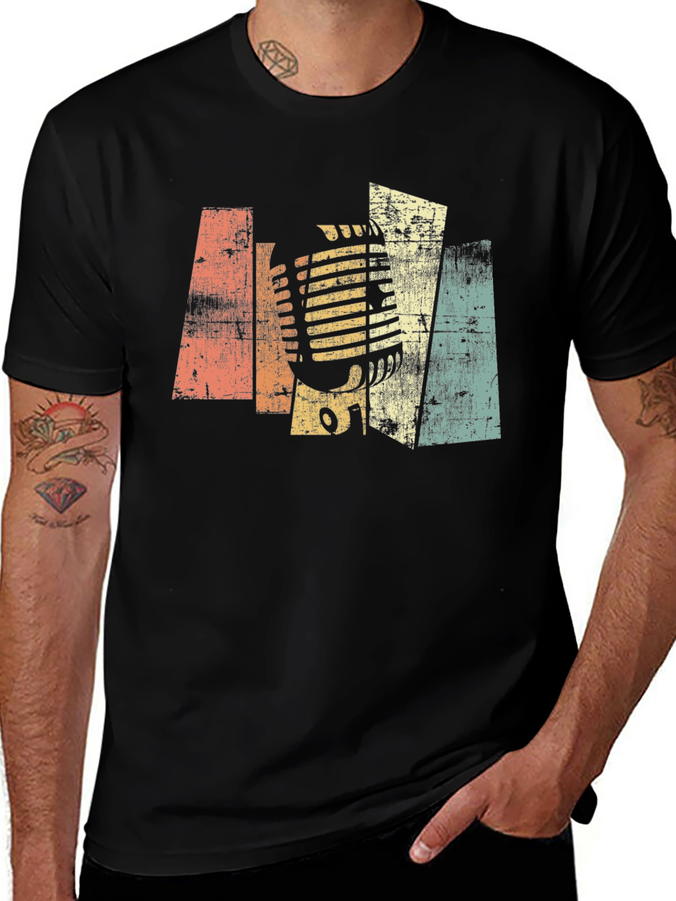 Variant 24 of Vintage Microphone Graphic T-Shirt - Retro Style