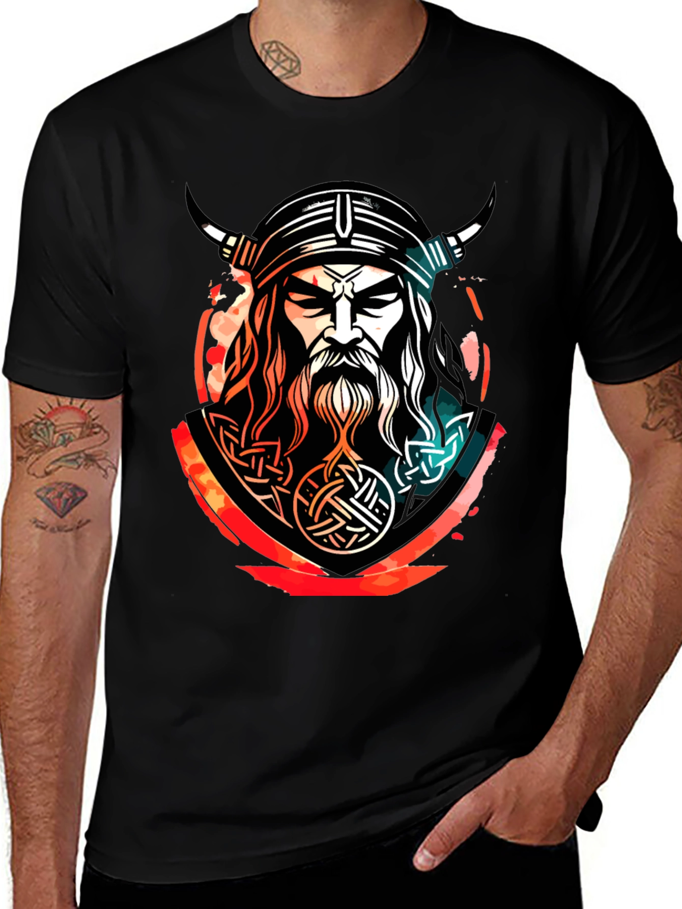 Variant 13 of Viking Warrior Graphic Tee - Black