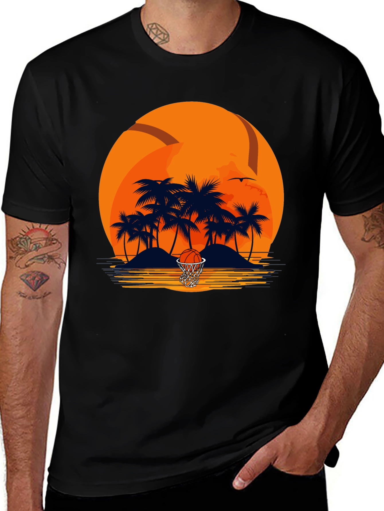 Variant 10 of Basketball Sunset T-Shirt - Island Vibe