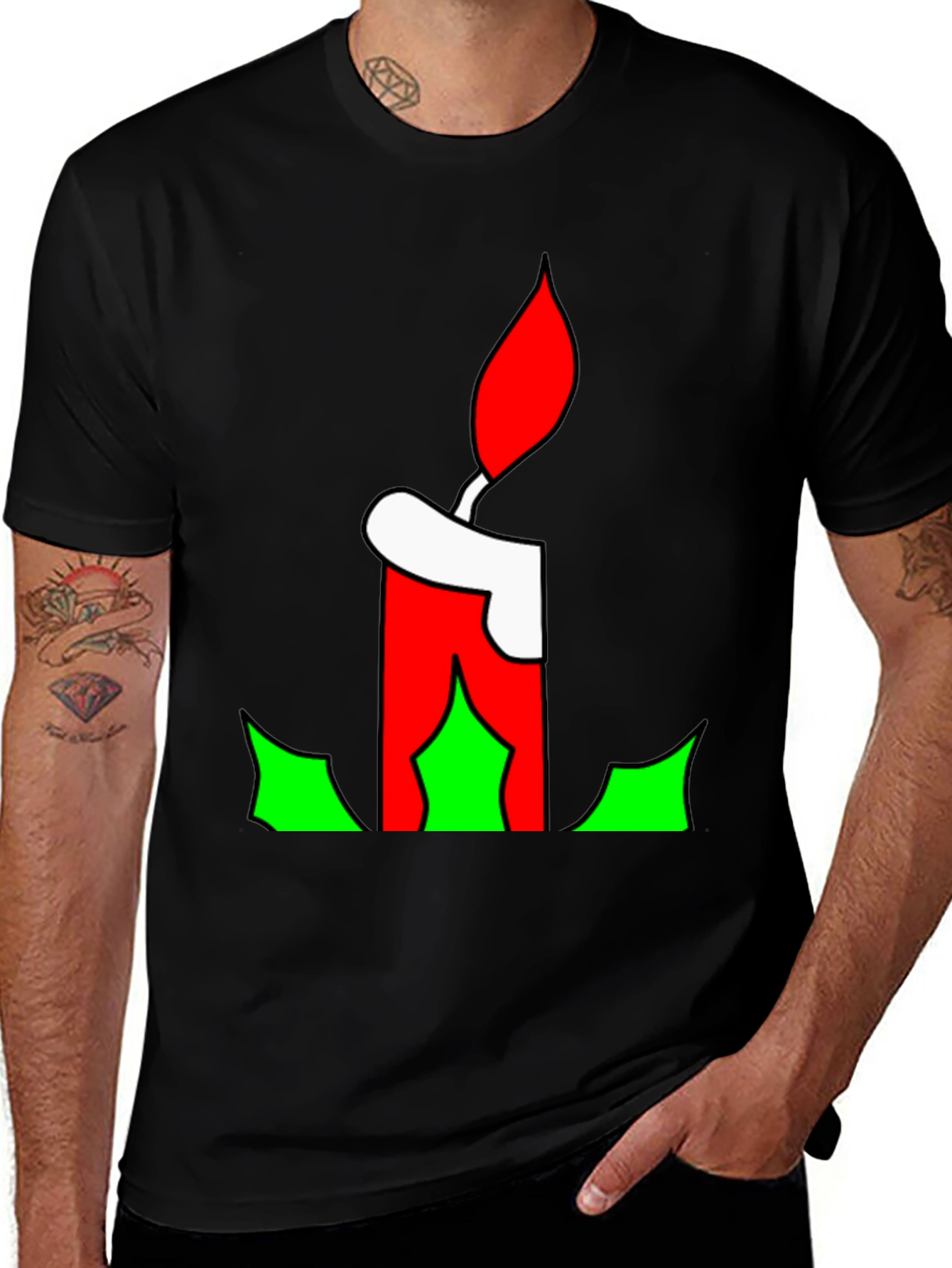 Variant 23 of Festive Candle Graphic Tee - Holiday Spirit