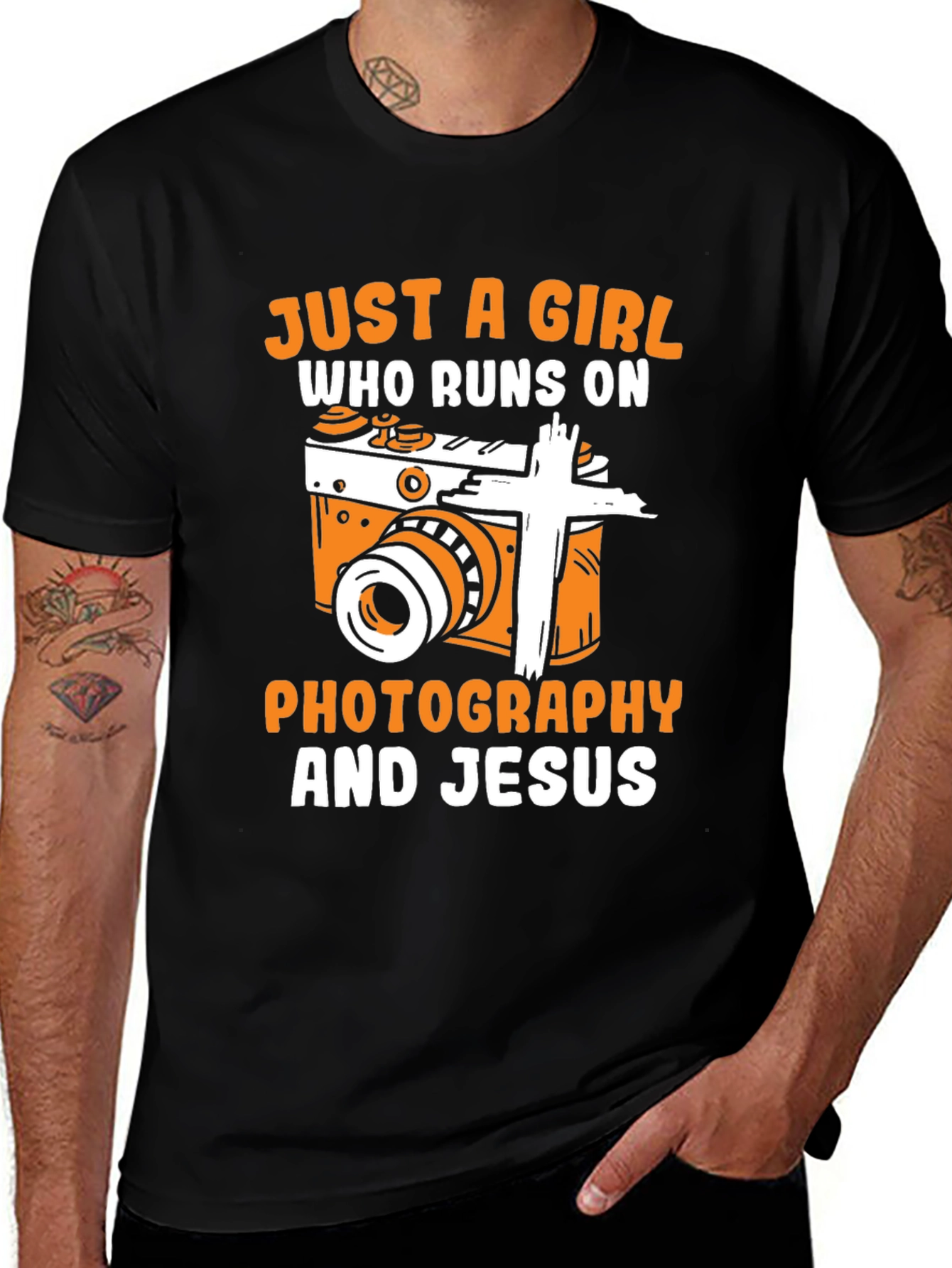 Variant 23 of Girl Runs On Photography & Jesus T-Shirt