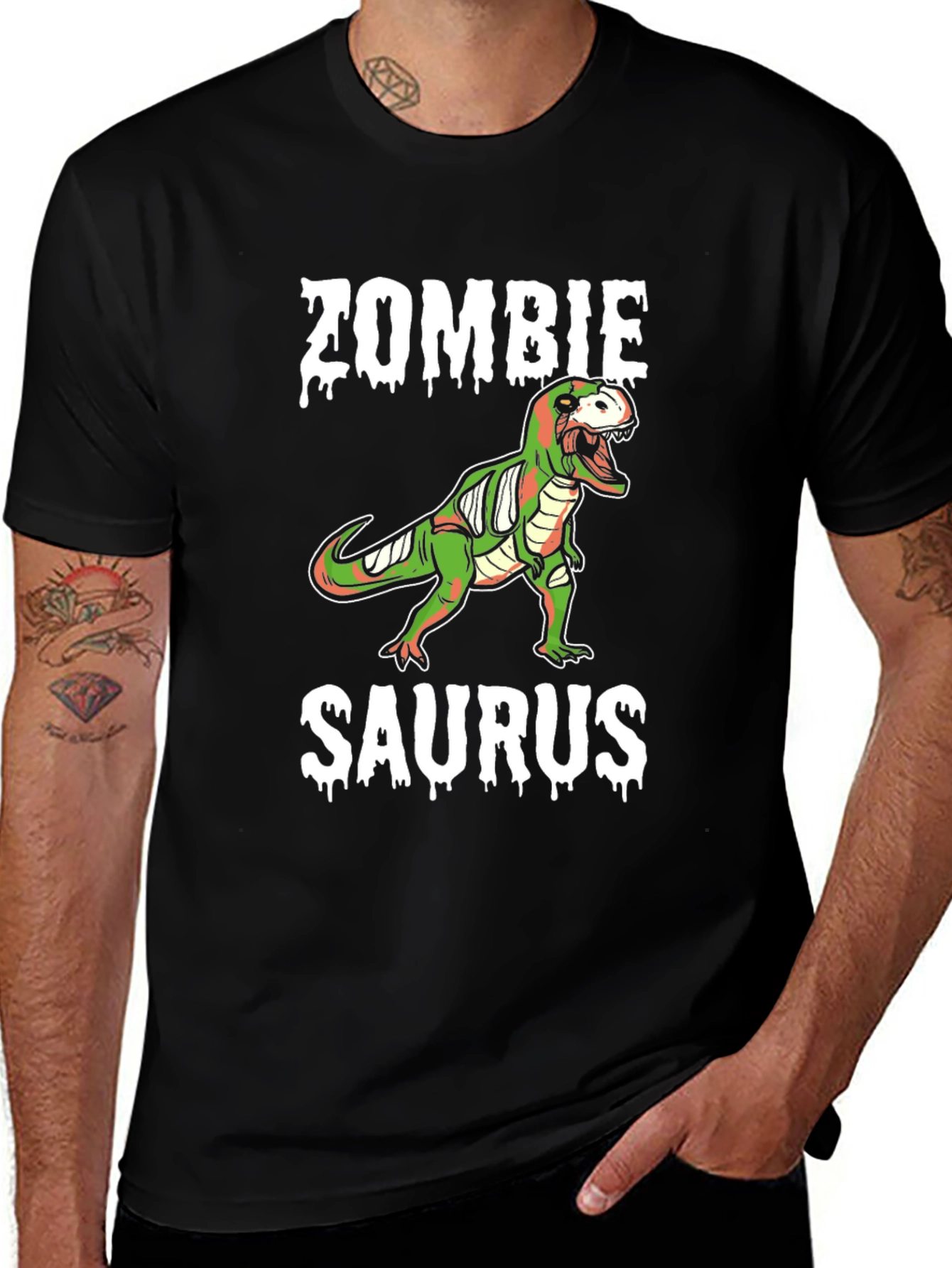 Zombie Saurus T-Shirt - Men's Black Graphic Tee