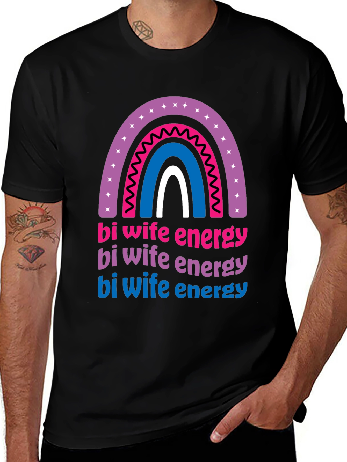 Bi Wife Energy Rainbow Graphic Tee