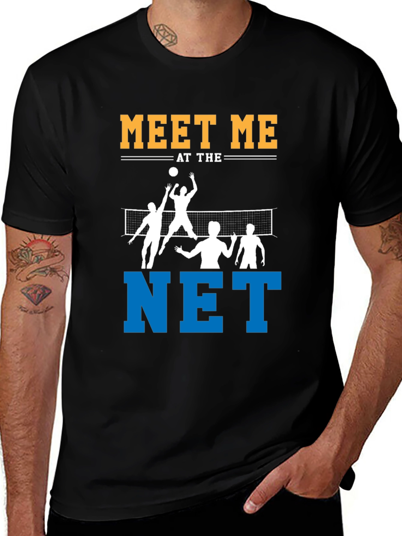 Meet Me At The Net Volleyball Graphic T-Shirt