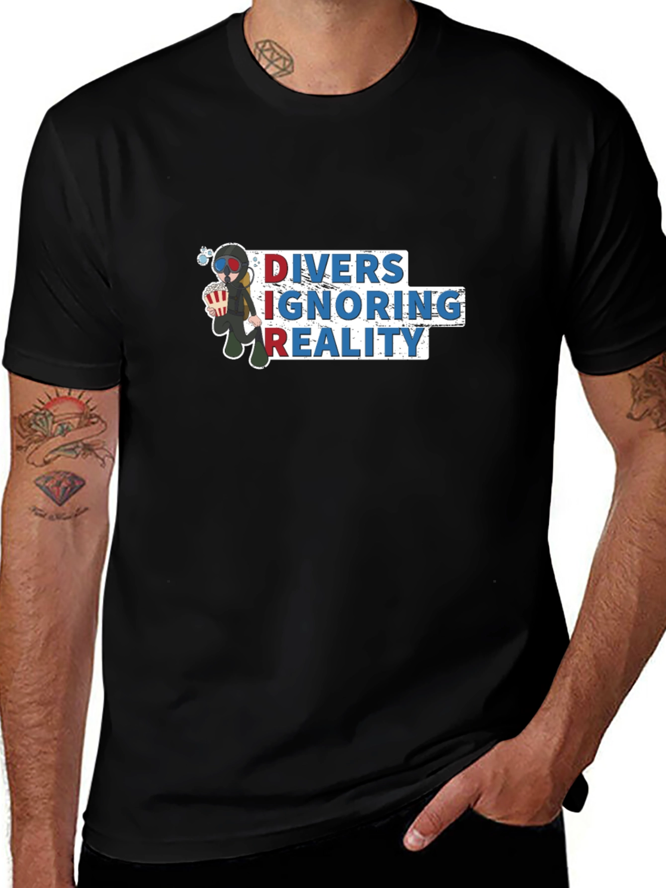 Variant 21 of DIVERS IGNORING REALITY T-Shirt Black