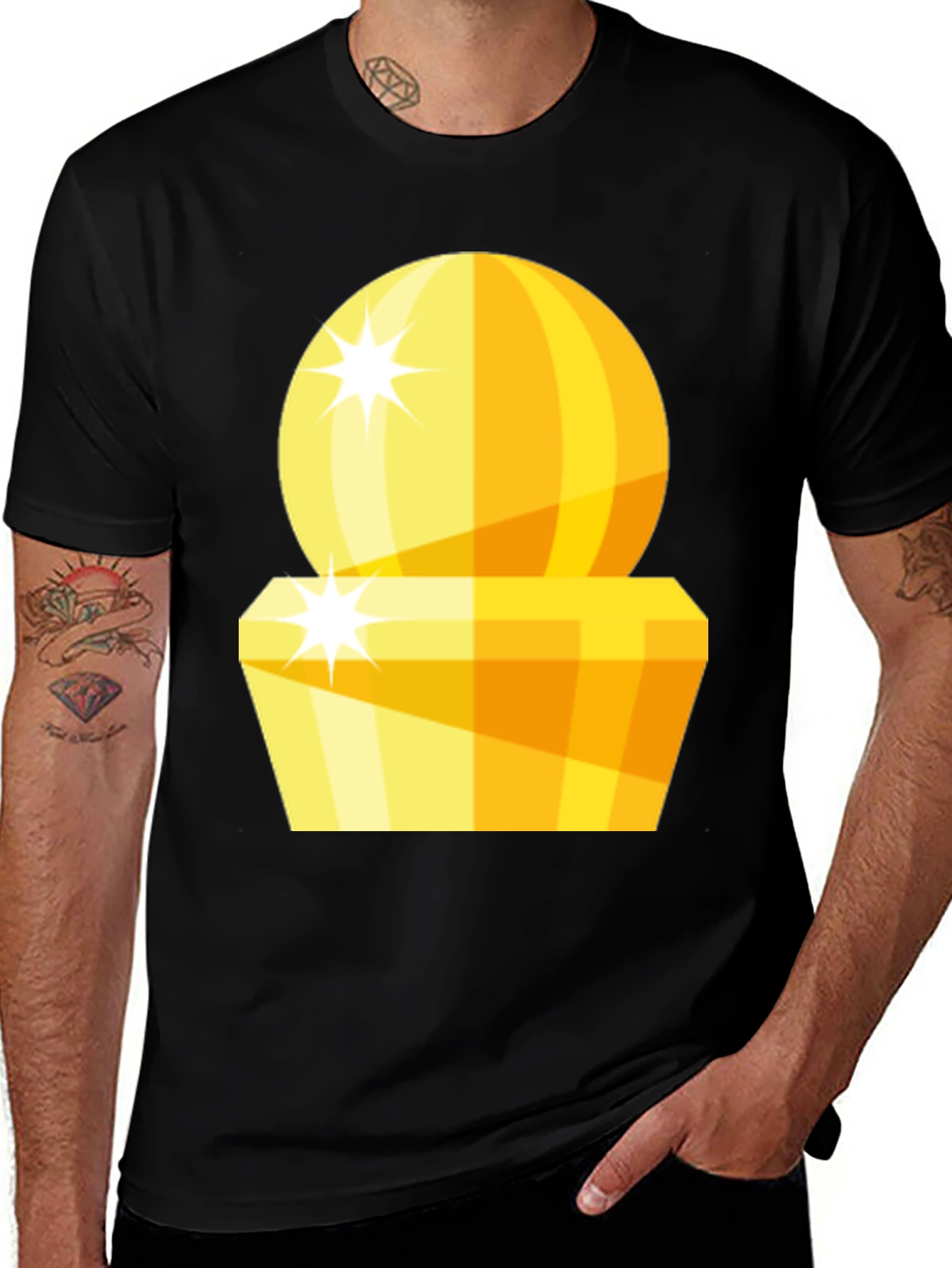 Variant 2 of Golden Cactus Graphic T-Shirt - Stylish Desert Vibes