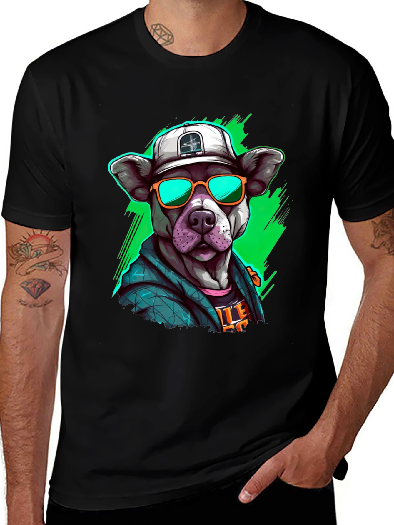 Variant 25 of Cool Dog Graphic T-Shirt - Black