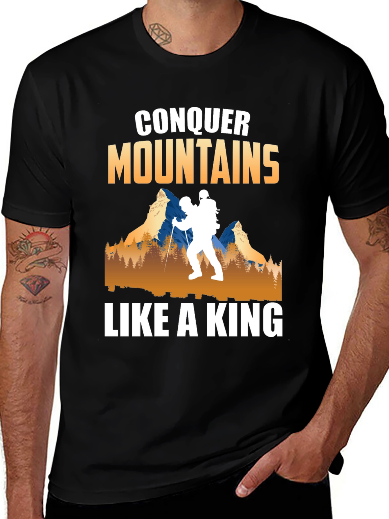 Conquer Mountains T-Shirt | Hiker King Design