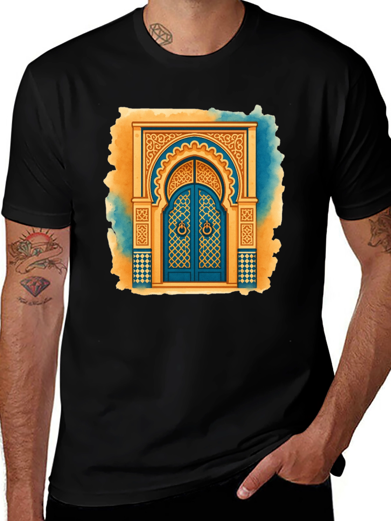 Variant 21 of Moroccan Door Graphic Tee - Artistic Print T-Shirt