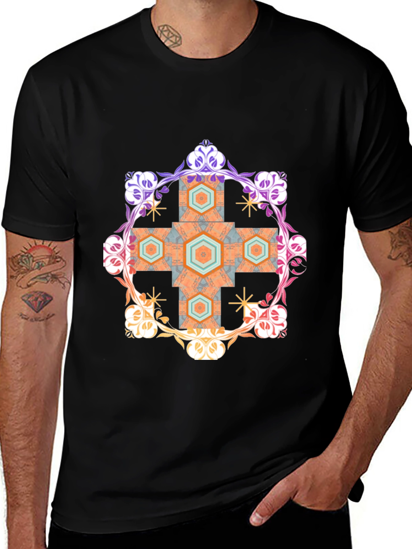 Variant 3 of Geometric Ornament Black T-Shirt