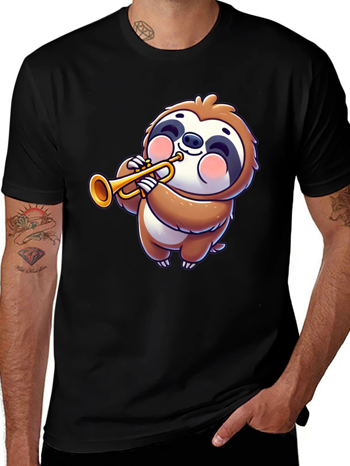 Variant 30 of Sloth Trumpet Player Graphic T-Shirt