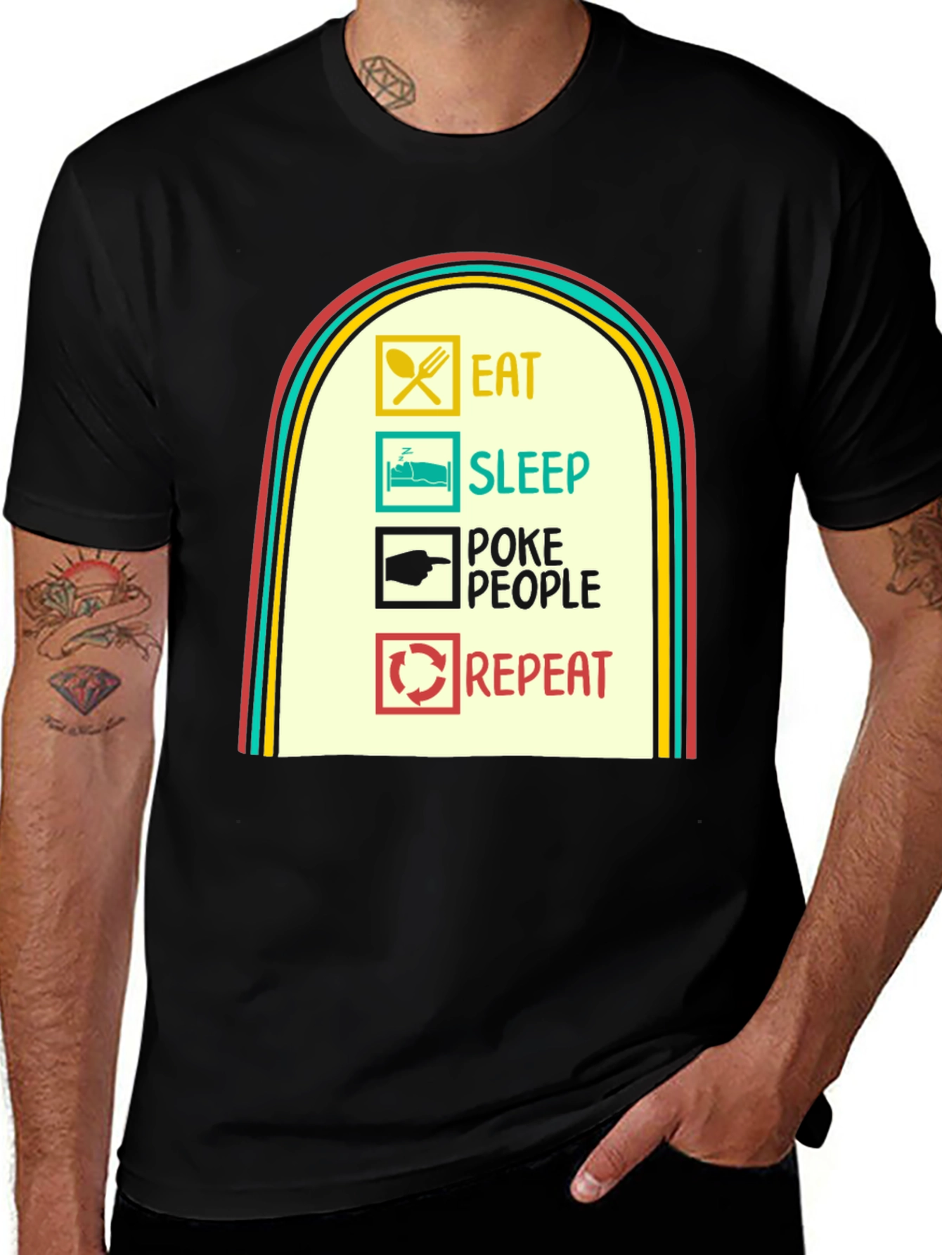 Variant 22 of Eat Sleep Poke People Repeat Graphic Tee