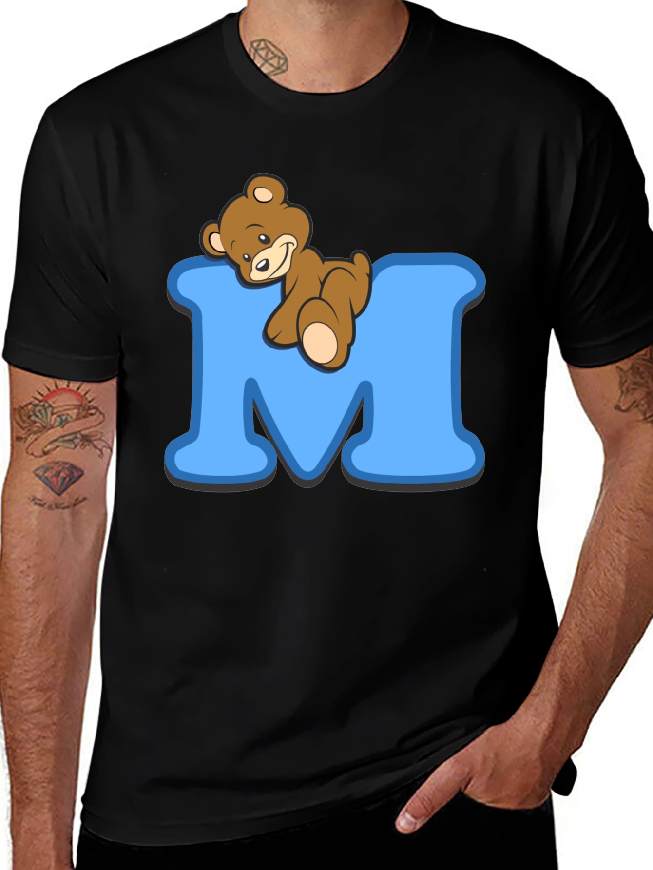 Teddy Bear 'M' Initial T-Shirt