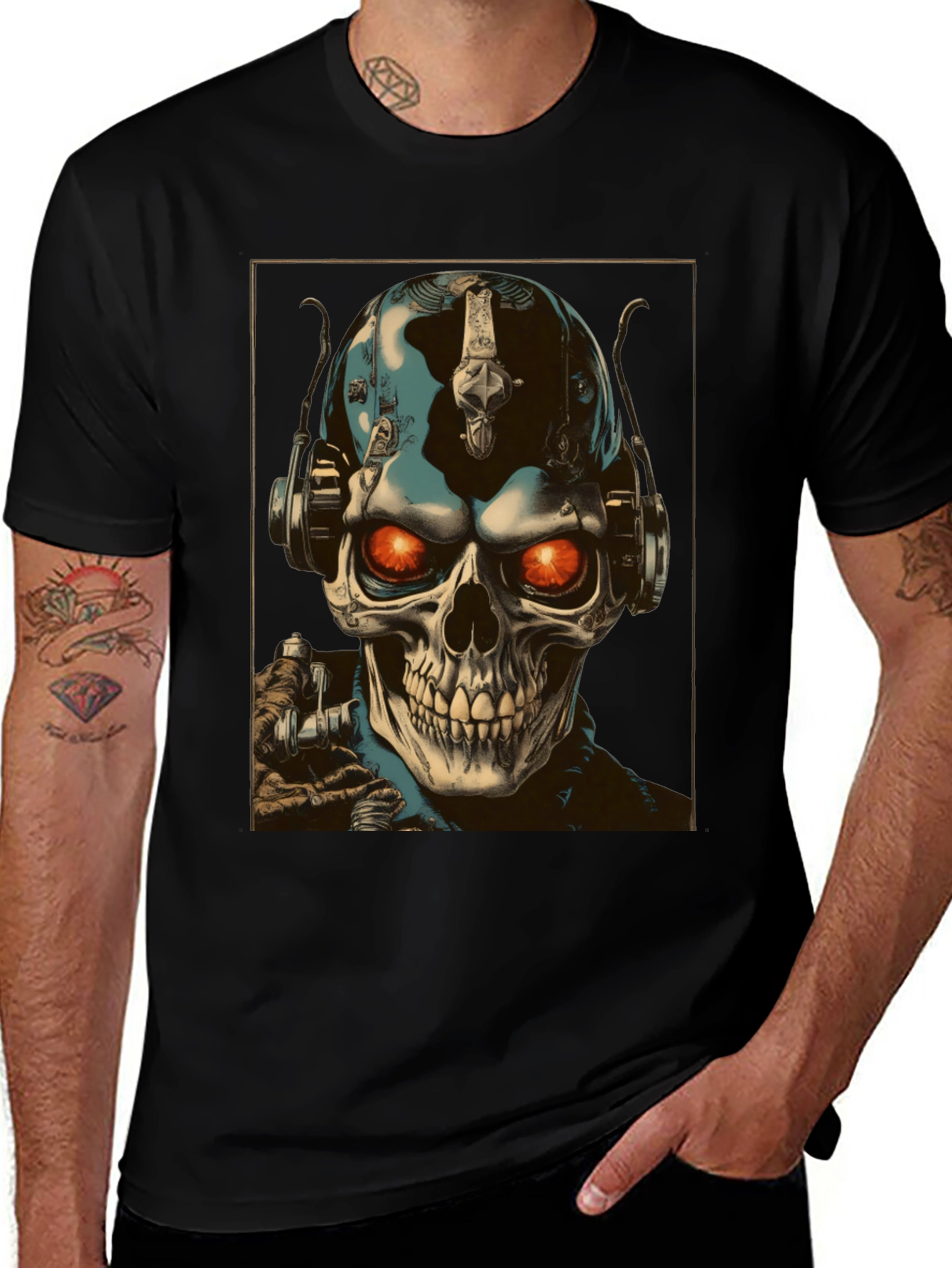 Variant 4 of Skull Headphone Graphic Tee - Edgy Style