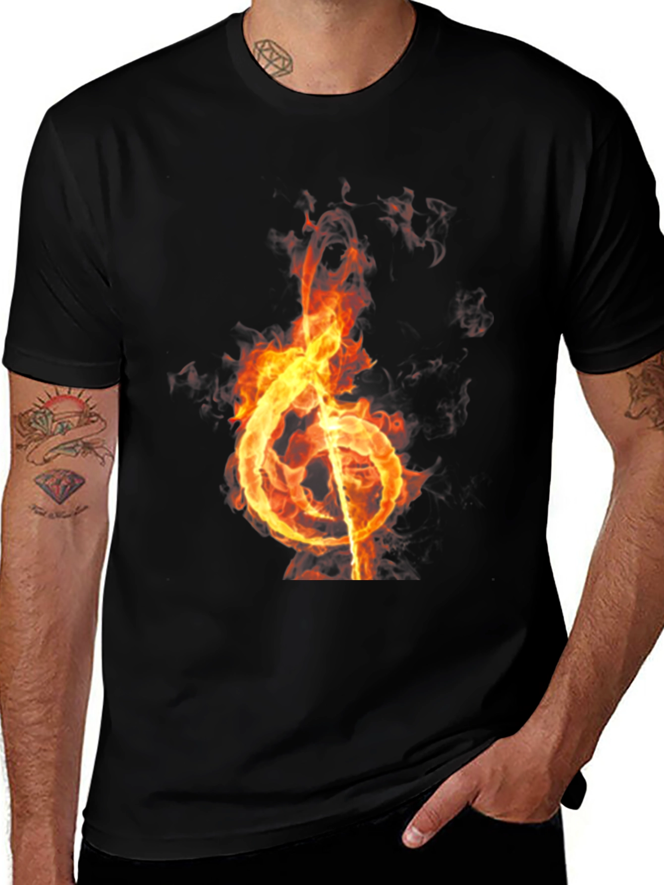 Burning Note Graphic Tee - Black T-Shirt