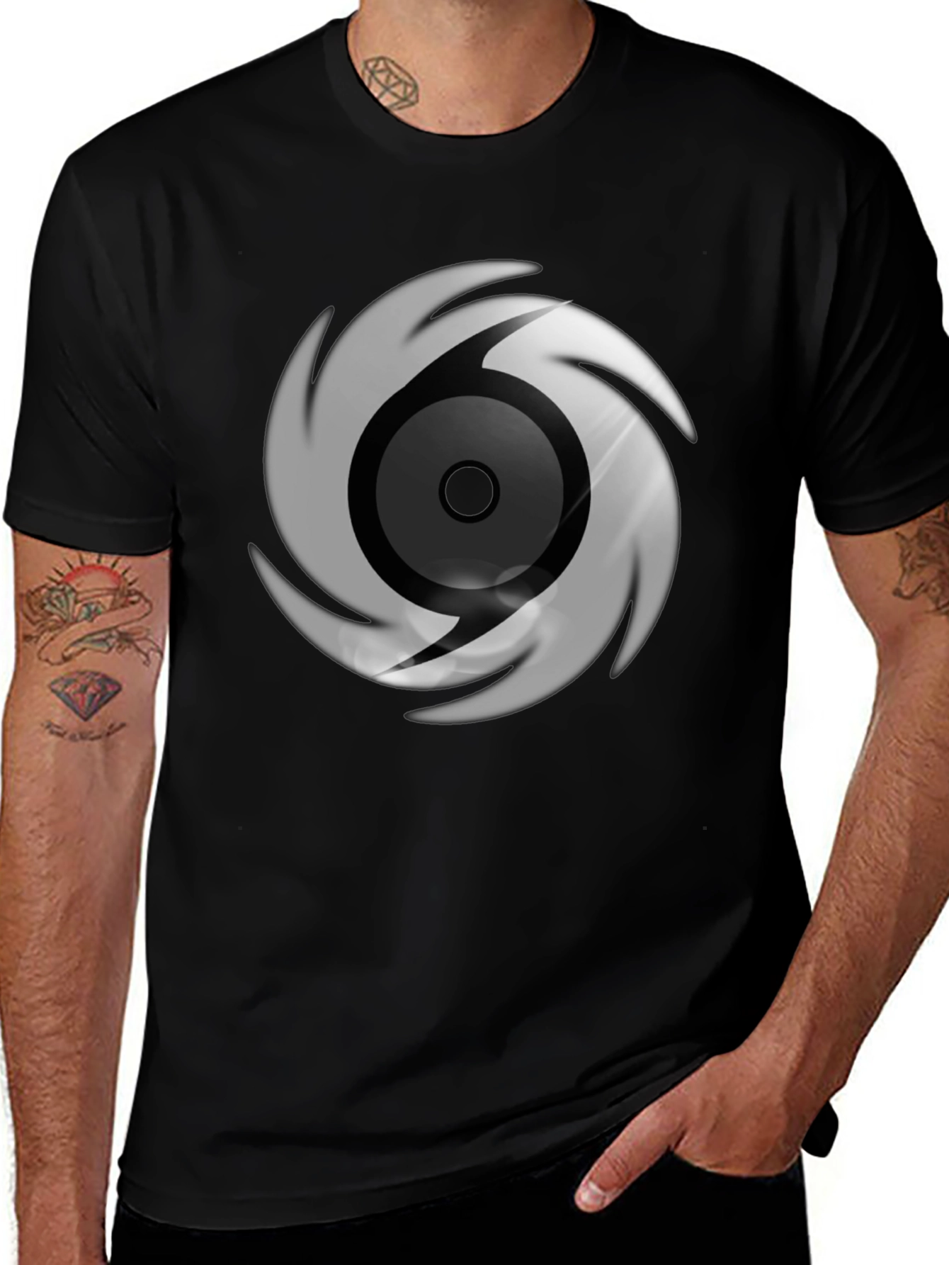 Variant 22 of Black Graphic Tee with Swirl Design