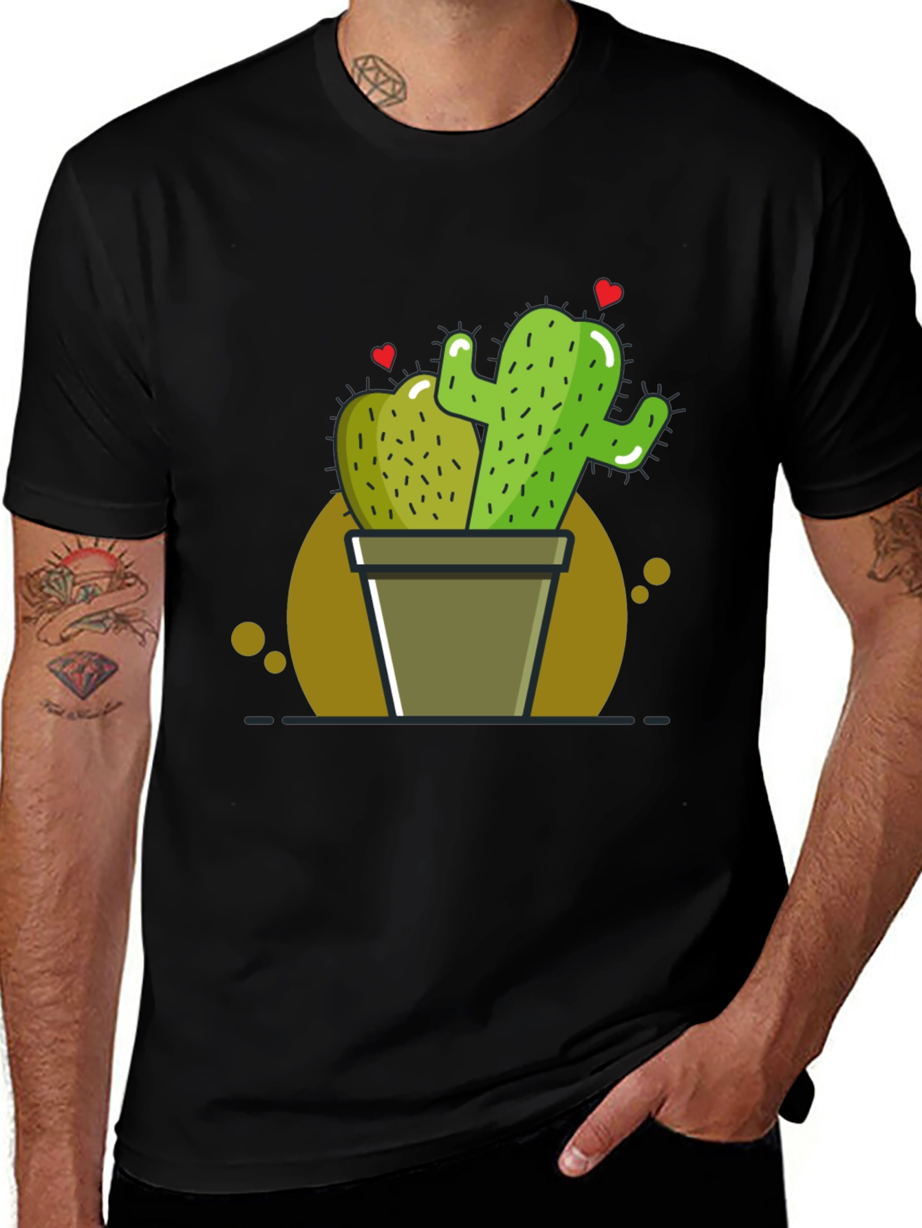 Variant 12 of Cactus Love T-Shirt - Black Graphic Tee