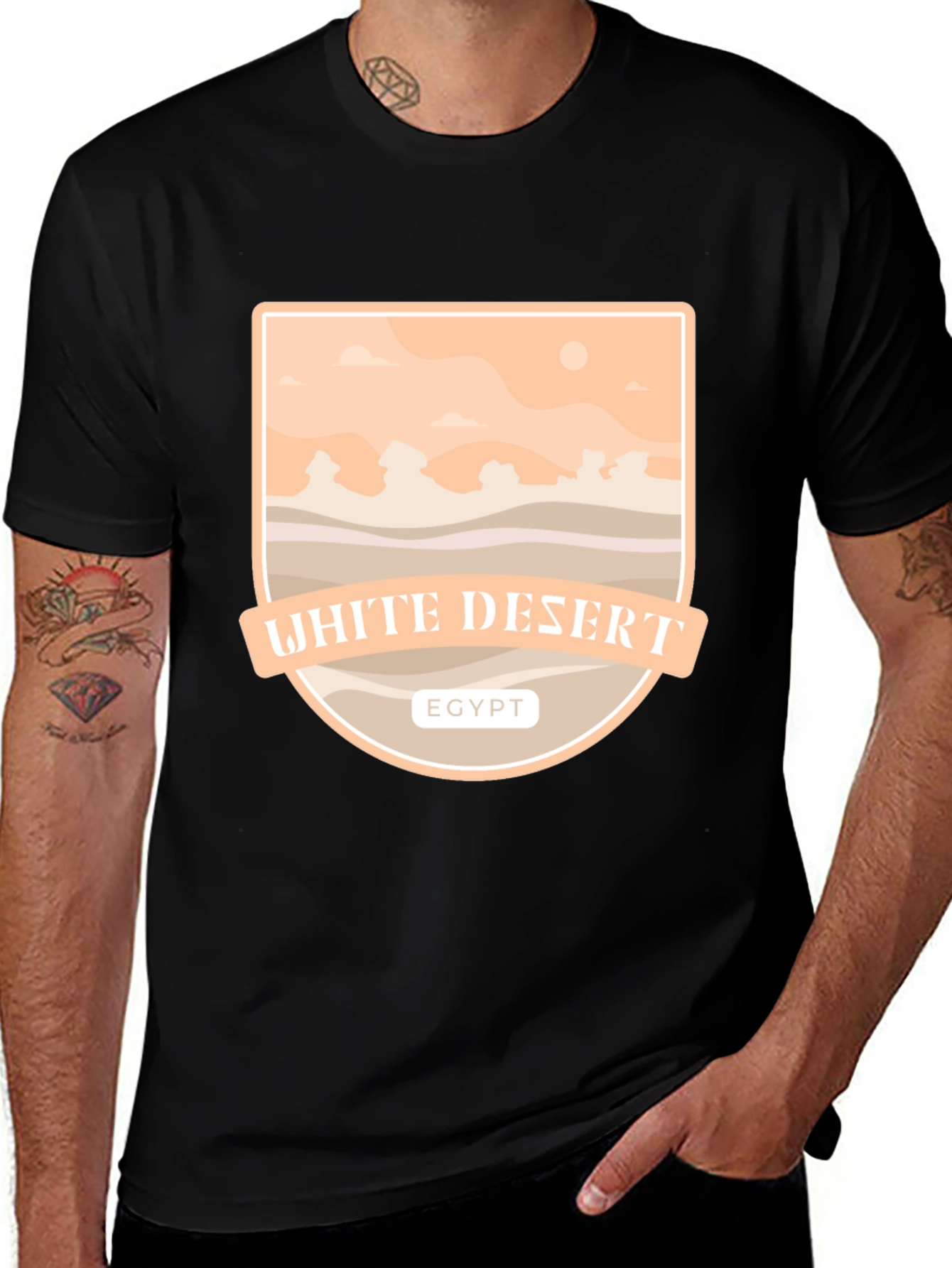 White Desert Egypt Graphic Tee - Stylish Tourist Souvenir T-Shirt
