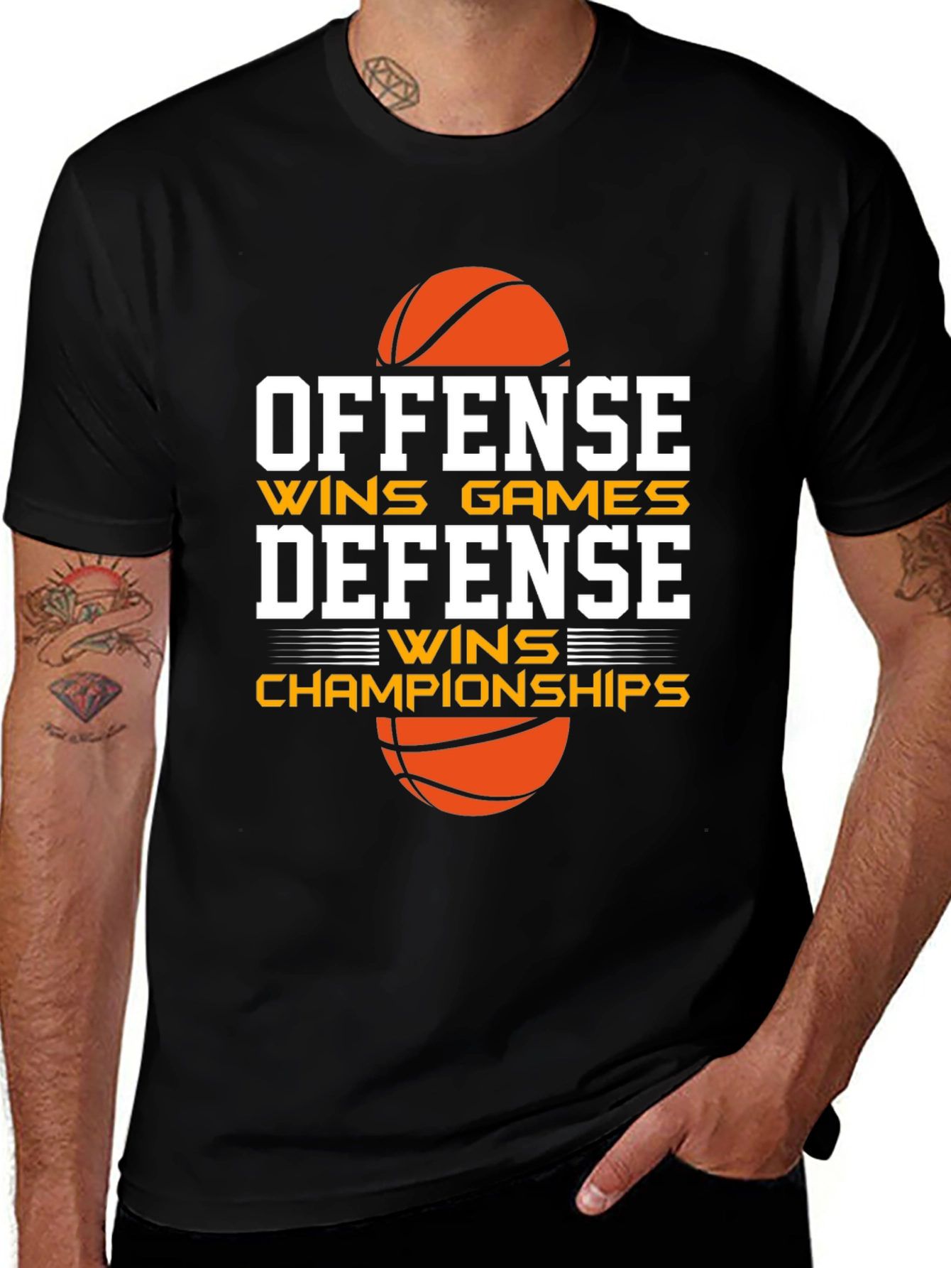 Offense Wins Games Basketball Graphic Tee