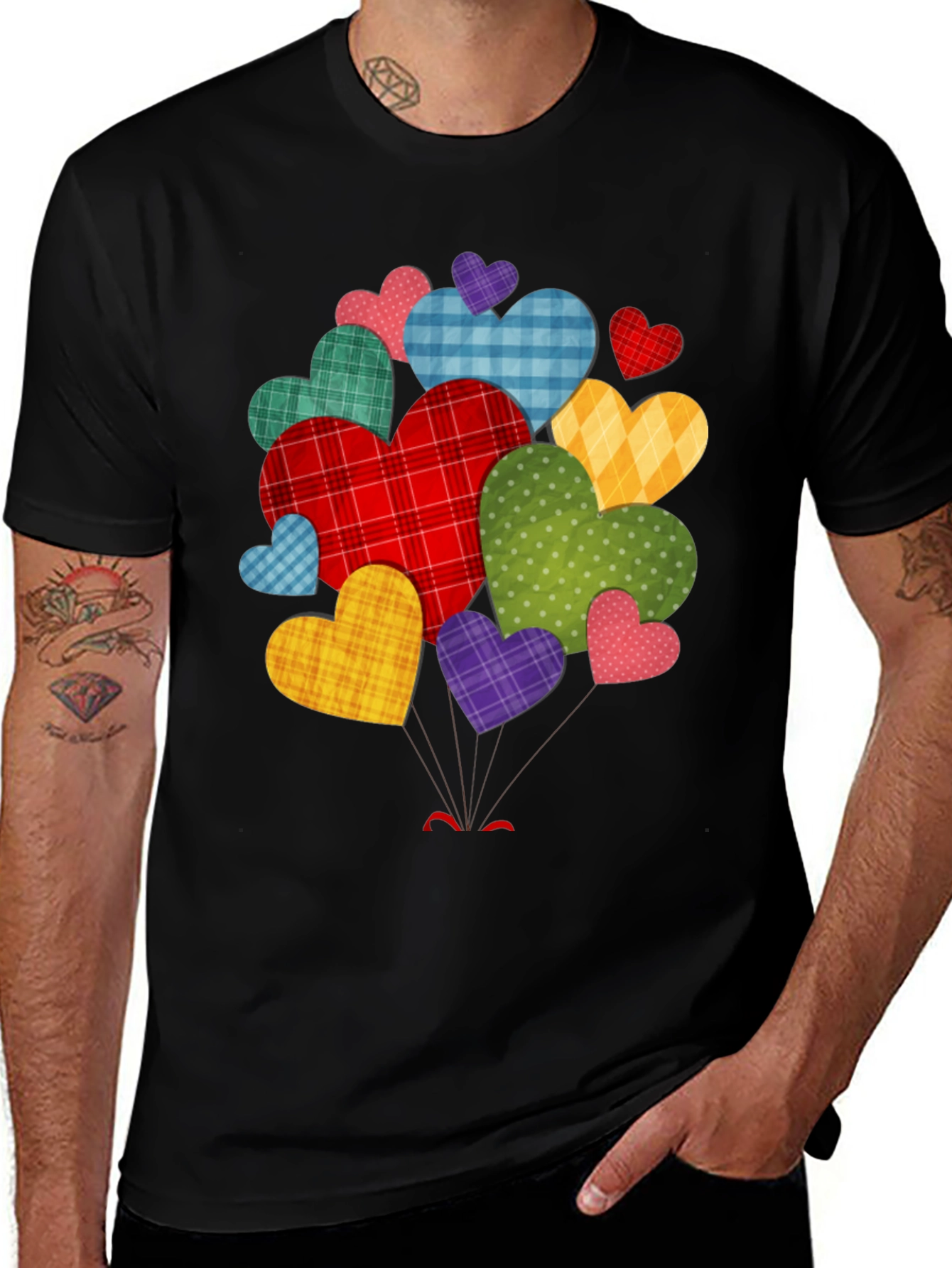 Variant 23 of Heart Cluster Black T-Shirt - Men's