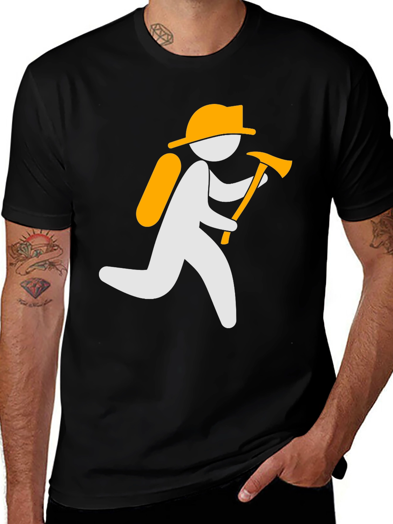 Variant 17 of Firefighter Axe T-Shirt - Black