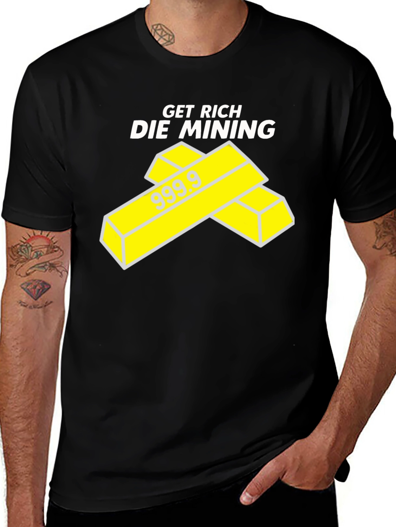Variant 9 of Get Rich Die Mining Black T-Shirt