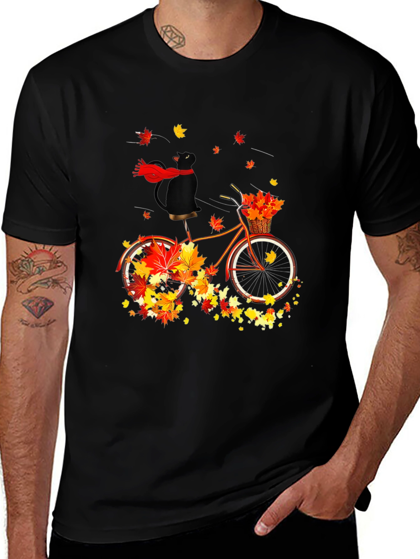 Variant 5 of Autumn Cat on Bike Graphic Tee