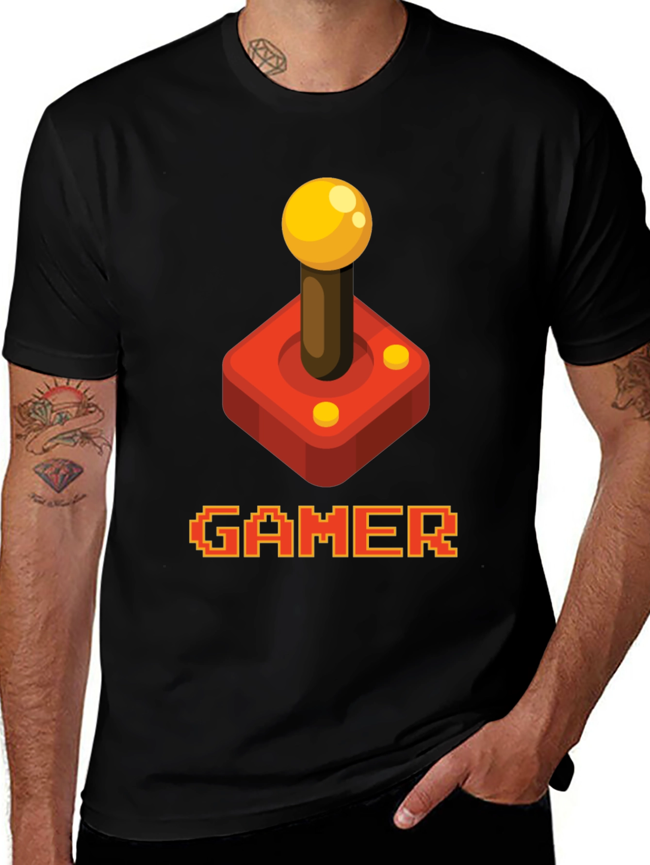 Retro Gamer T-Shirt - Pixel Art Joystick Design