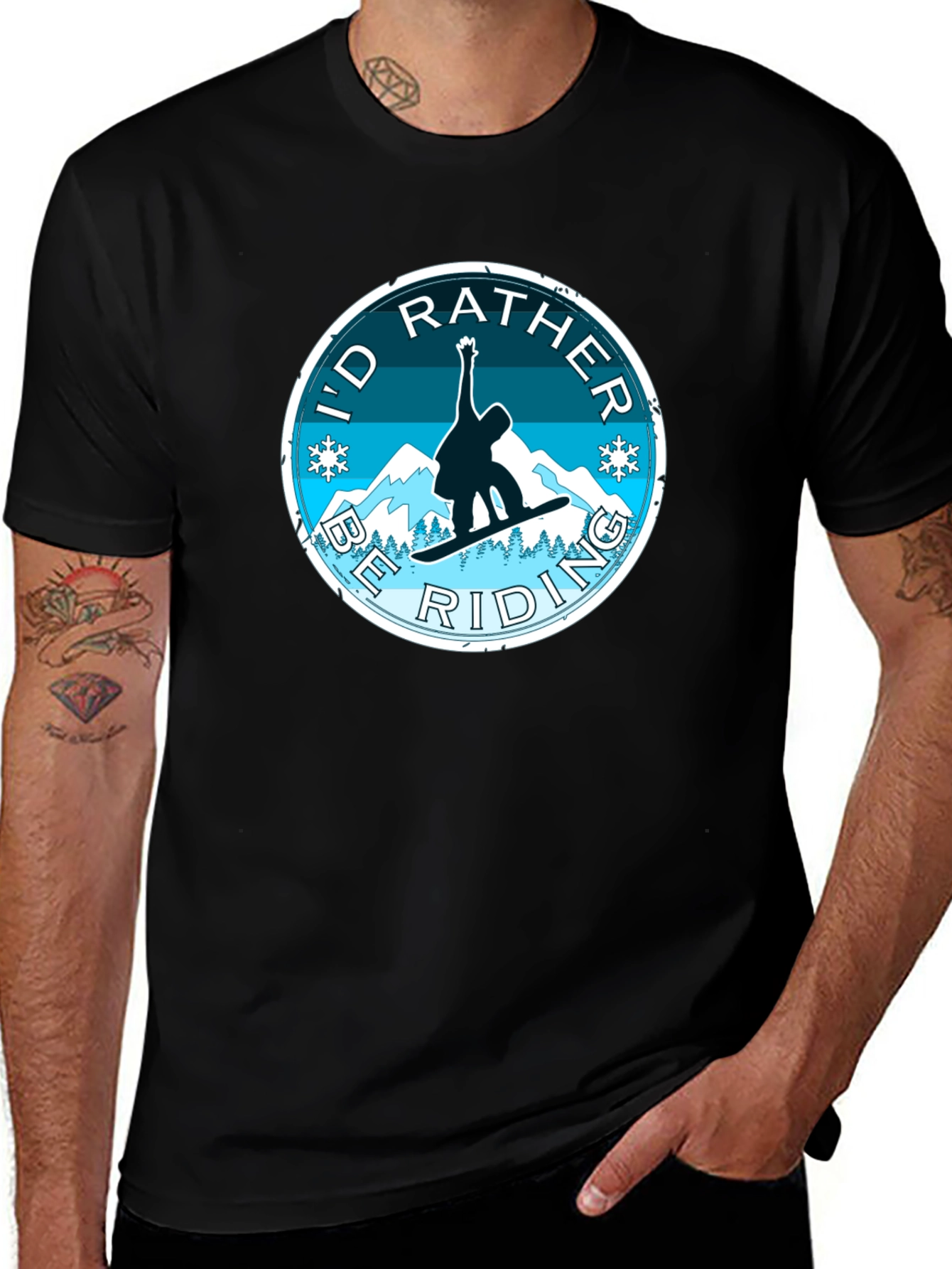 Variant 23 of I'd Rather Be Riding Snowboard T-Shirt