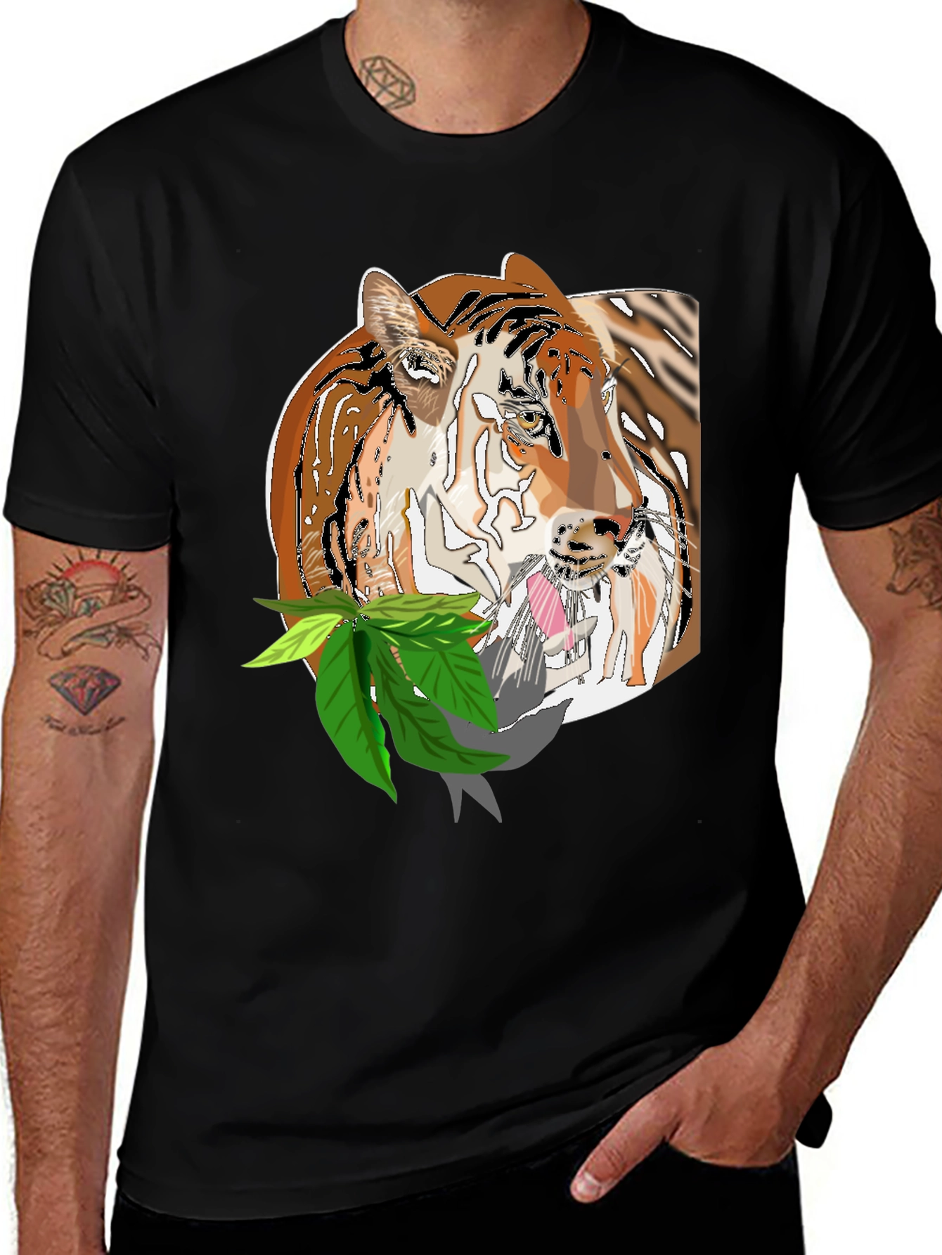Variant 4 of Tiger Graphic Tee - Cool Black T-Shirt