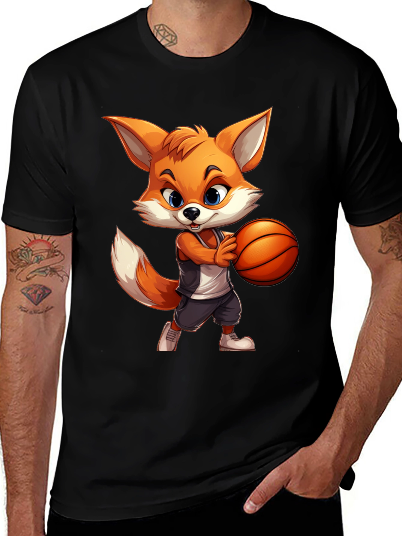 Variant 8 of Cartoon Fox Basketball Graphic Tee