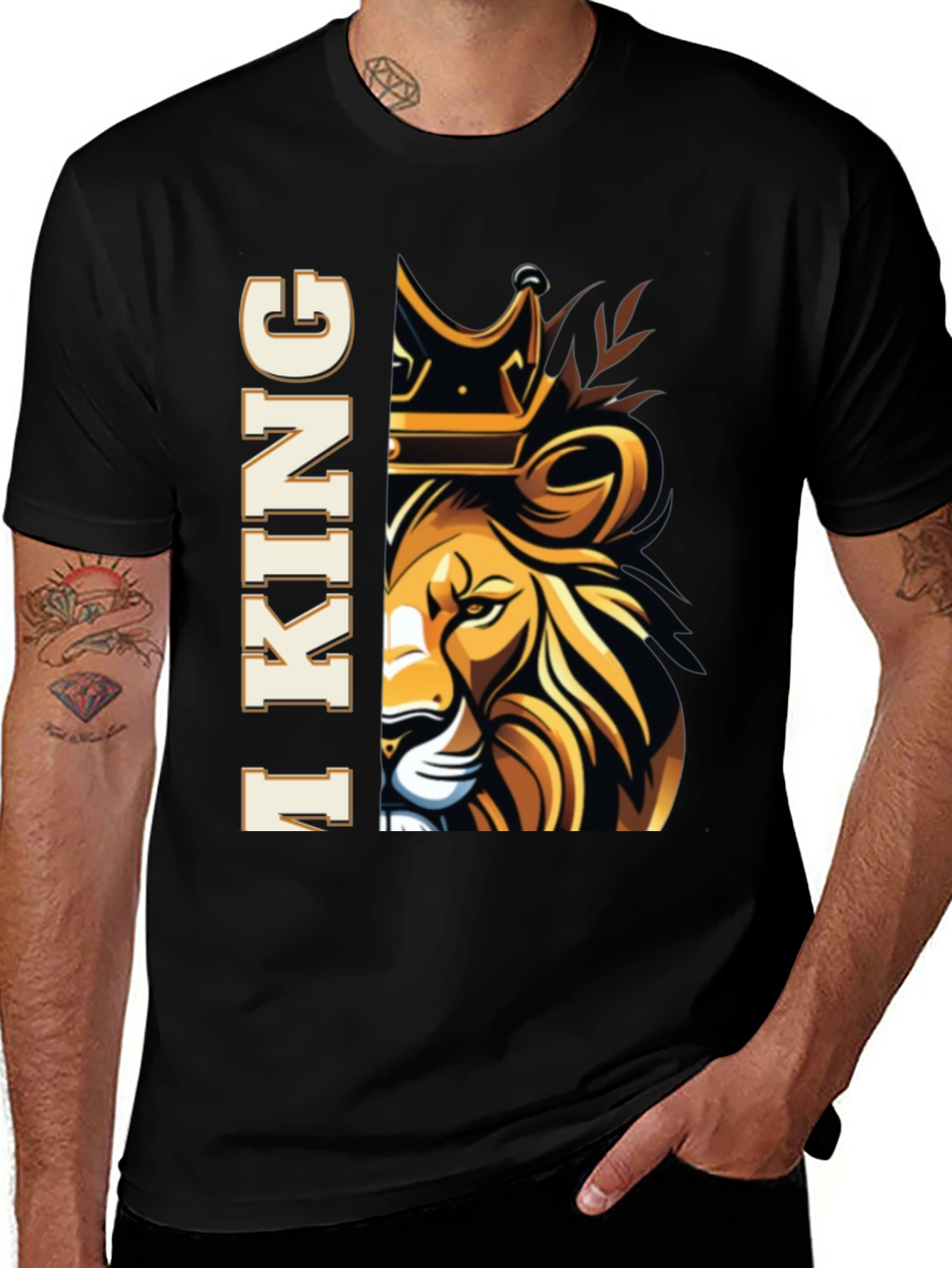 Variant 17 of I King Lion Graphic Tee - Mens Black T-Shirt