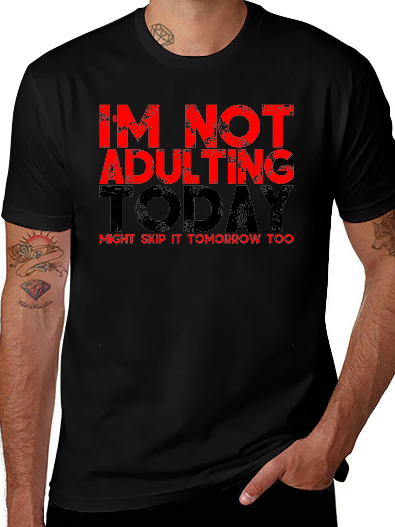 Black I'm Not Adulting Today Graphic Tee main image