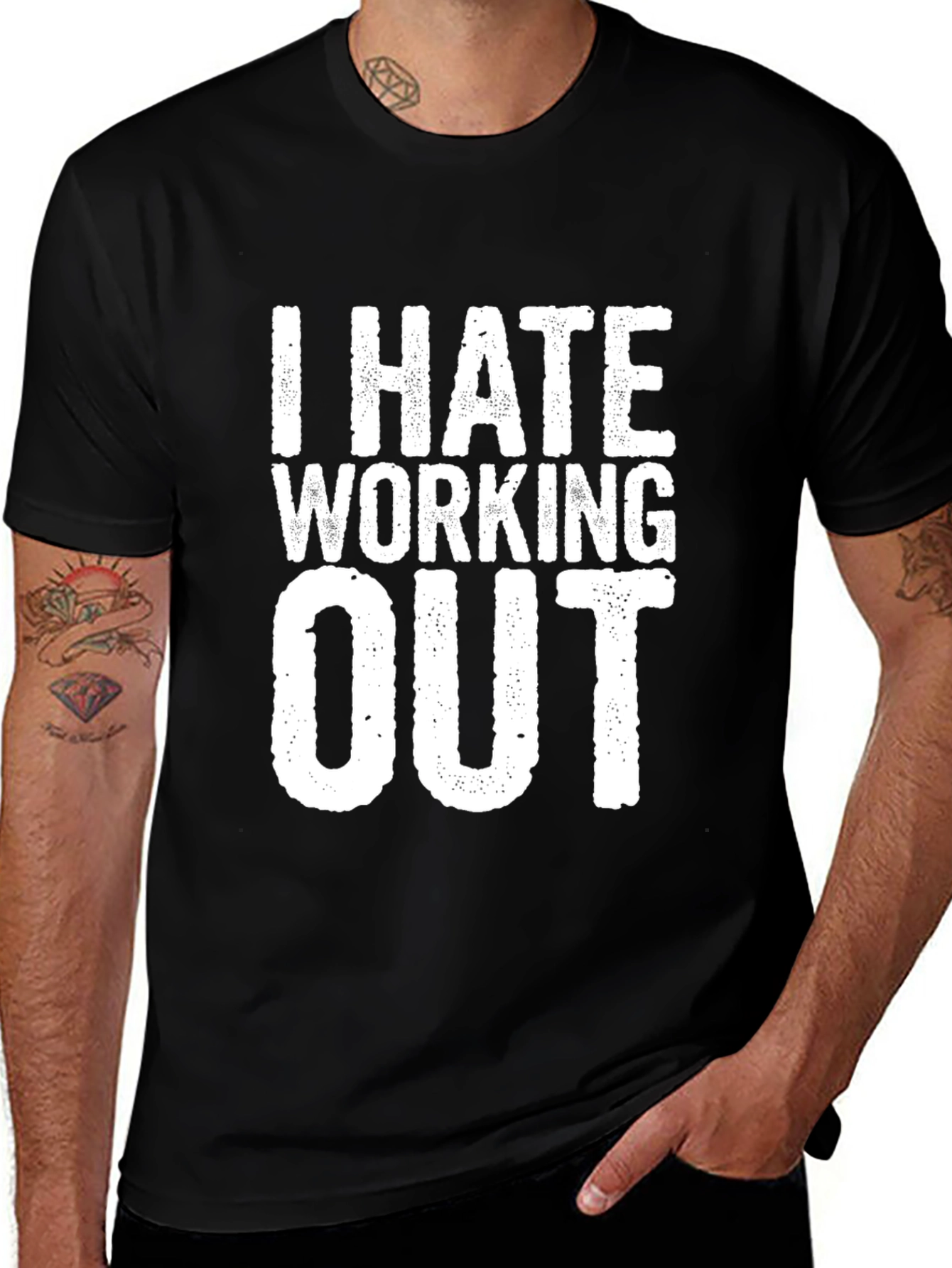 Black I Hate Working Out T-Shirt - Funny Gym Tee main image